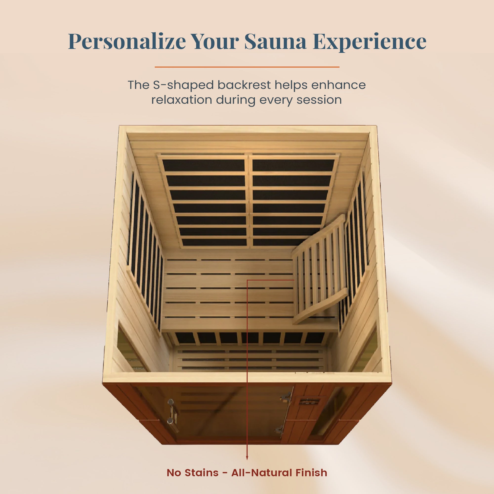 Dynamic Saunas Hemlock Ergonomic Wooden S-Shaped Sauna Backrest, 2pc (Open Box)