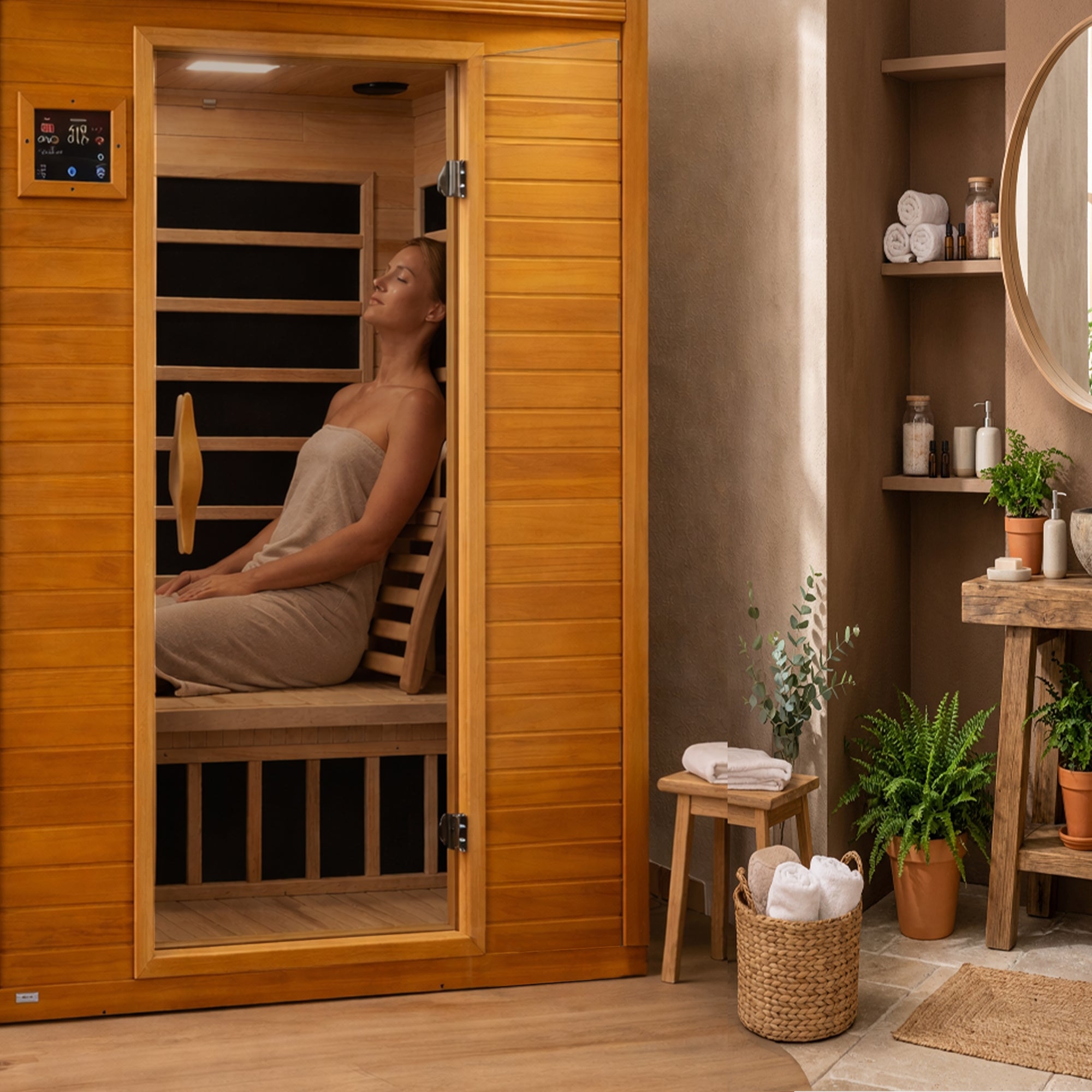Dynamic Saunas Hemlock Ergonomic Wooden S-Shaped Sauna Backrest, 2pc (Open Box) - VMInnovations