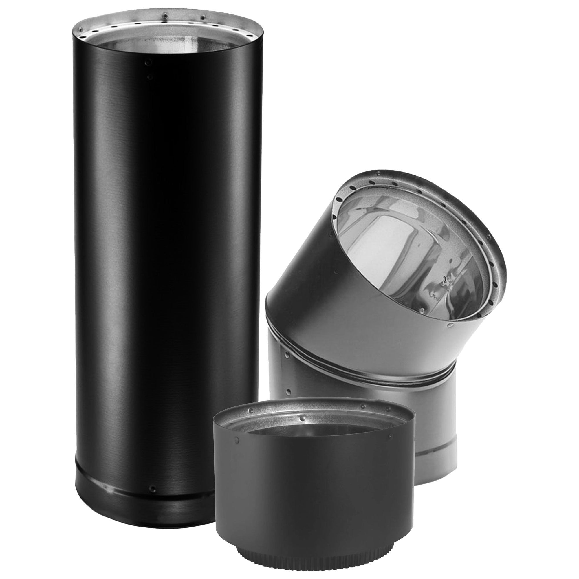 DuraVent 6" Double Wall Stove Pipe, Section Stovetop Adapter & 45 Degree Elbow - VMInnovations