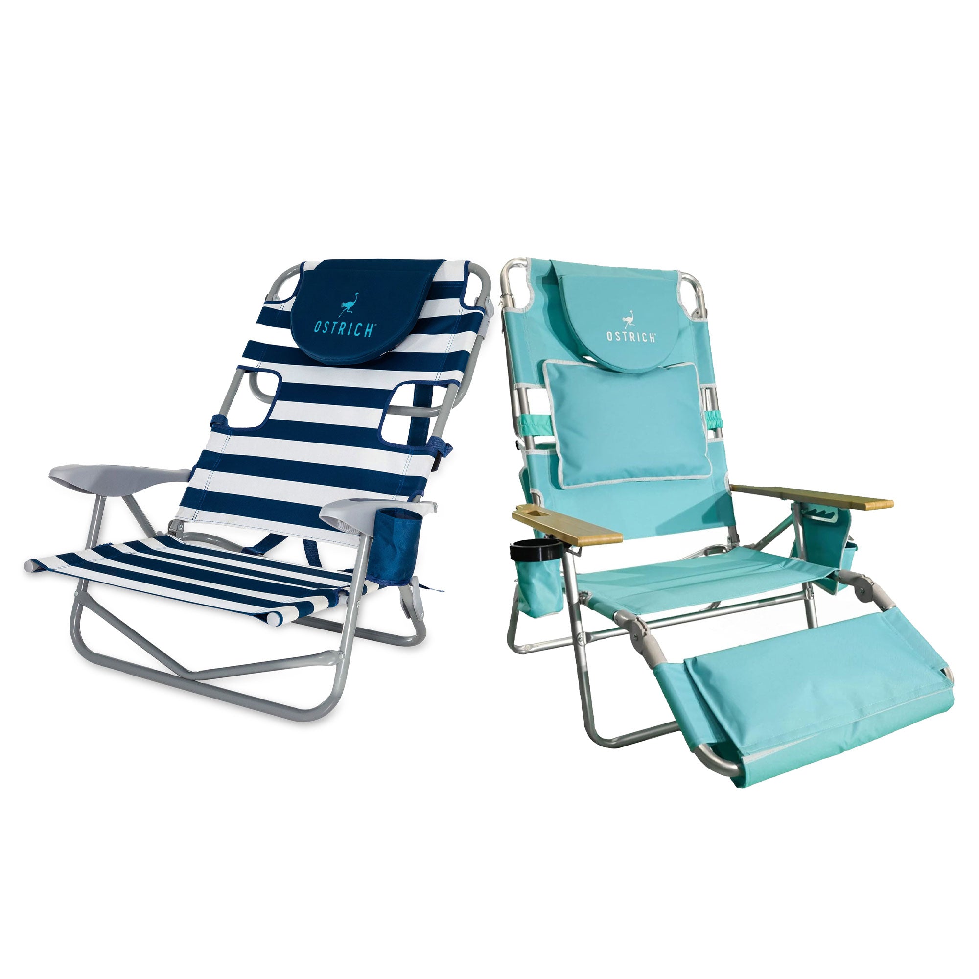 Ostrich Deluxe 3N1 Lightweight Outdoor Lawn Chair & On-Your-Back Reclining Chair