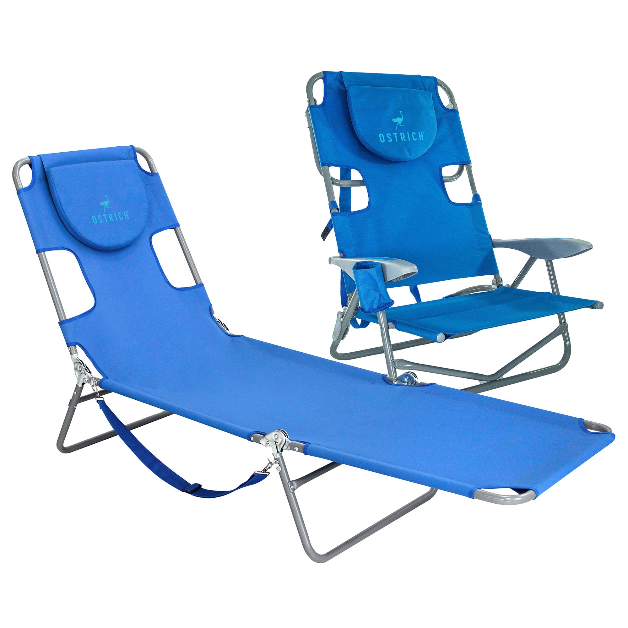 Ostrich On-Your-Back Outdoor Reclining Beach Lounge Chair & Chaise Lounge Chair