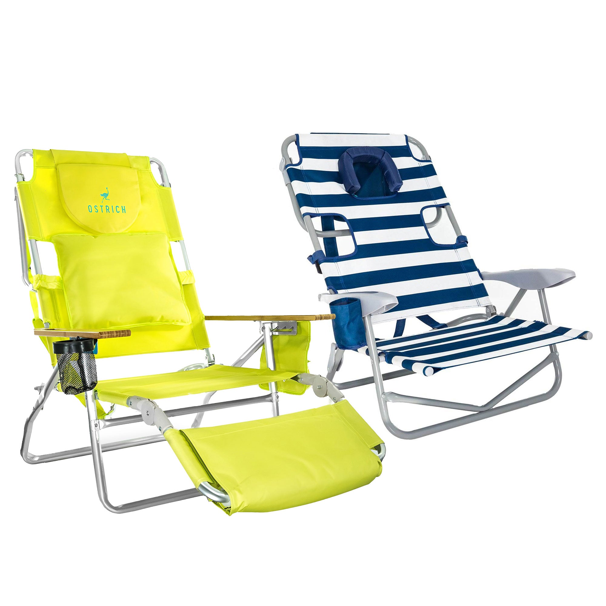 Ostrich Deluxe 3N1 Lightweight Outdoor Lawn Chair & On-Your-Back Reclining Chair