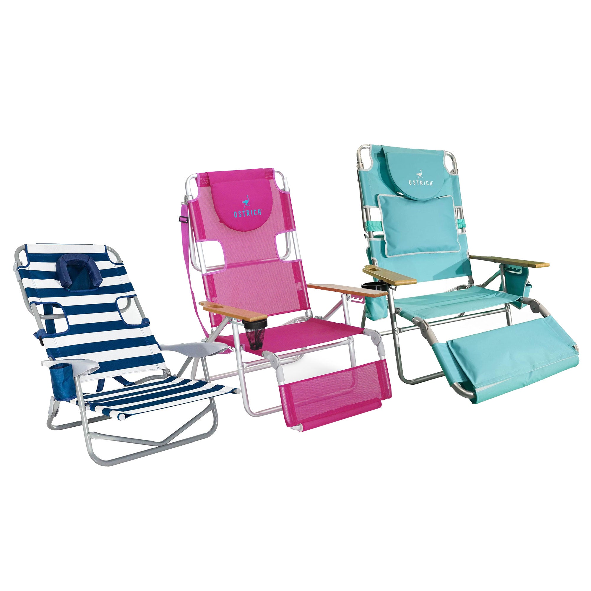 Ostrich 2 Pack 3N1 Lightweight Outdoor Lawn Chair & On-Your-Back Reclining Chair