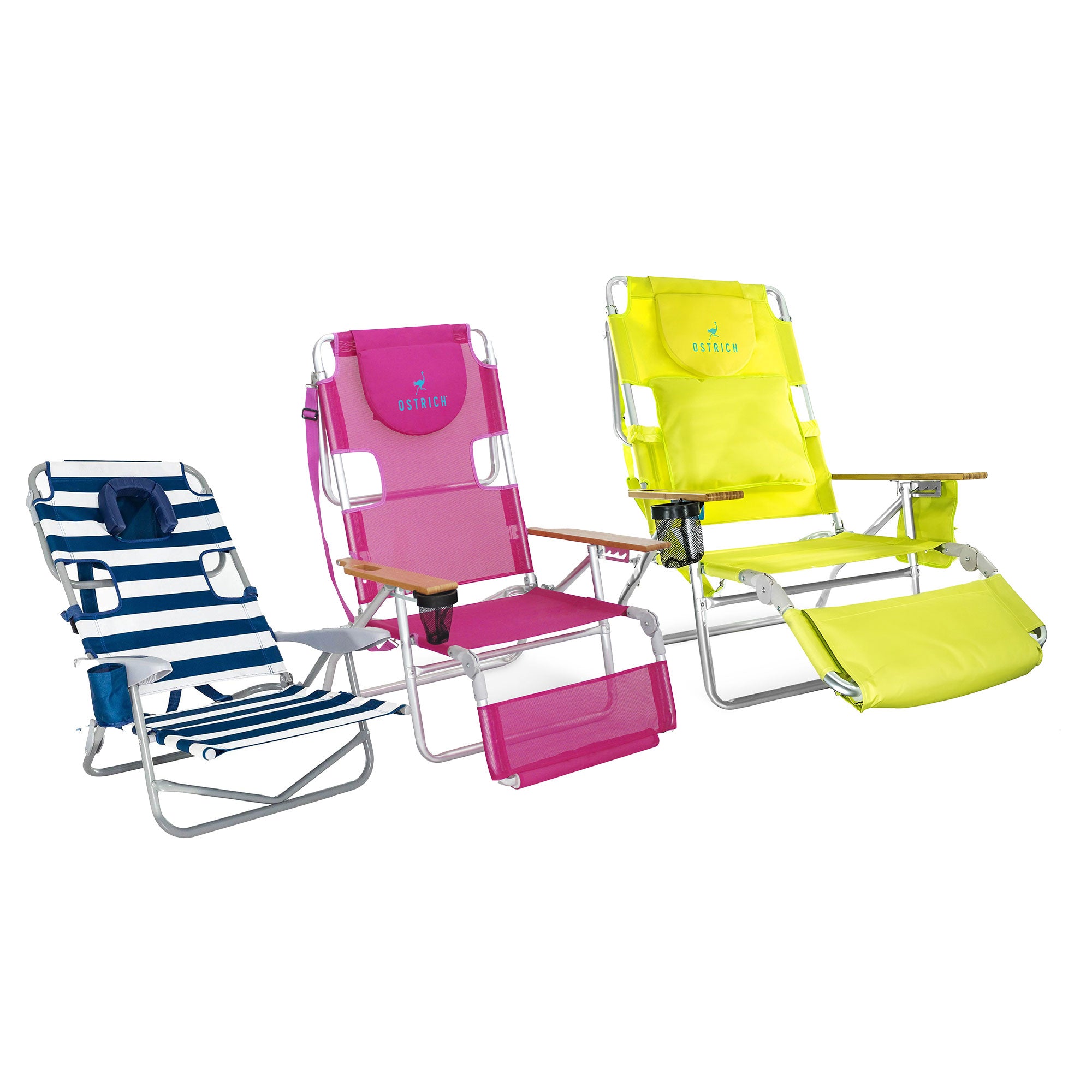 Ostrich 2 Pack 3N1 Lightweight Outdoor Lawn Chair & On-Your-Back Reclining Chair