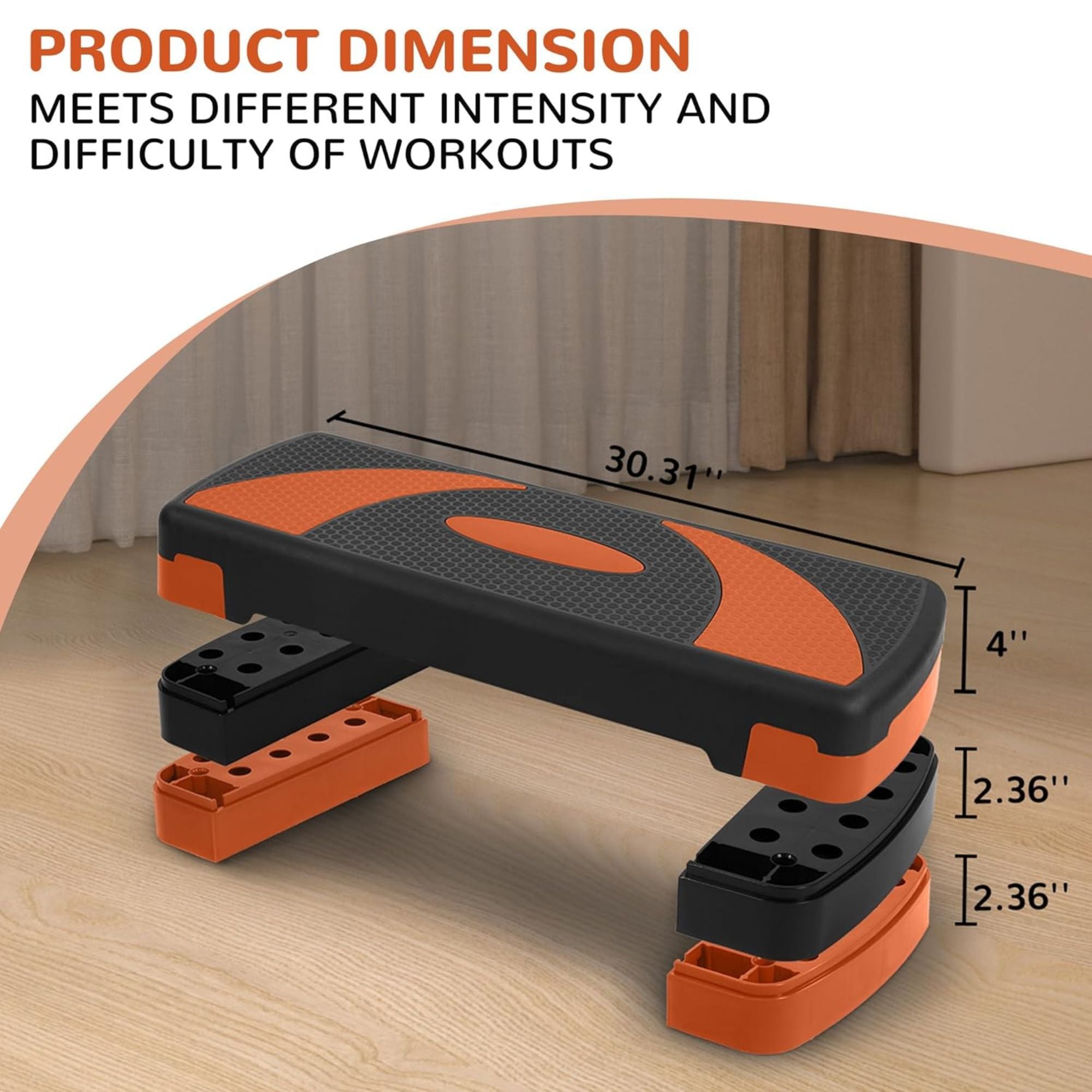 Fitvids Workout Step Aerobic Platform with 3 Level Adjustable Heights (Open Box)