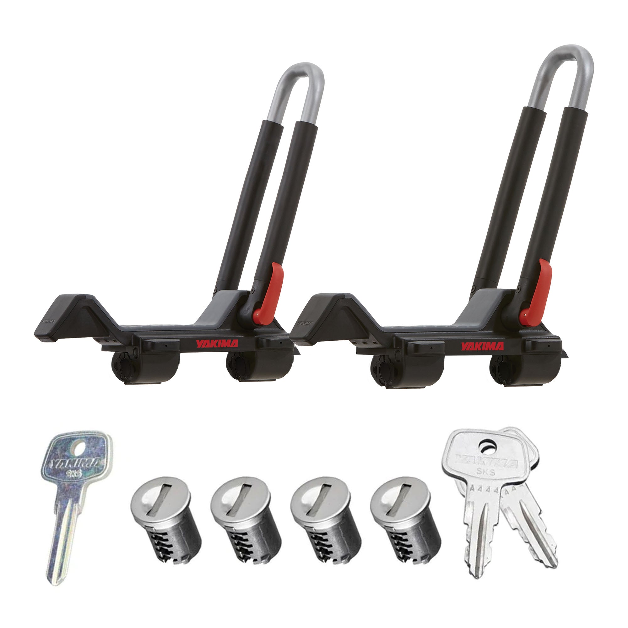 Yakima JayLow Rooftop Mounted Kayak Rack and 4 Pack Car Rack SKS Lock Cylinders - VMInnovations