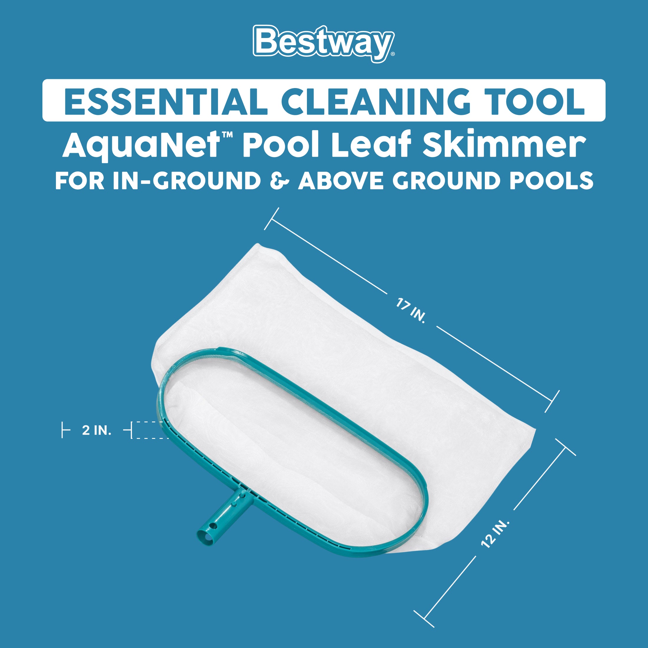 Bestway Pool Leaf Skimmer, AquaNet Mesh Net for In-Ground & Above-Ground Pool