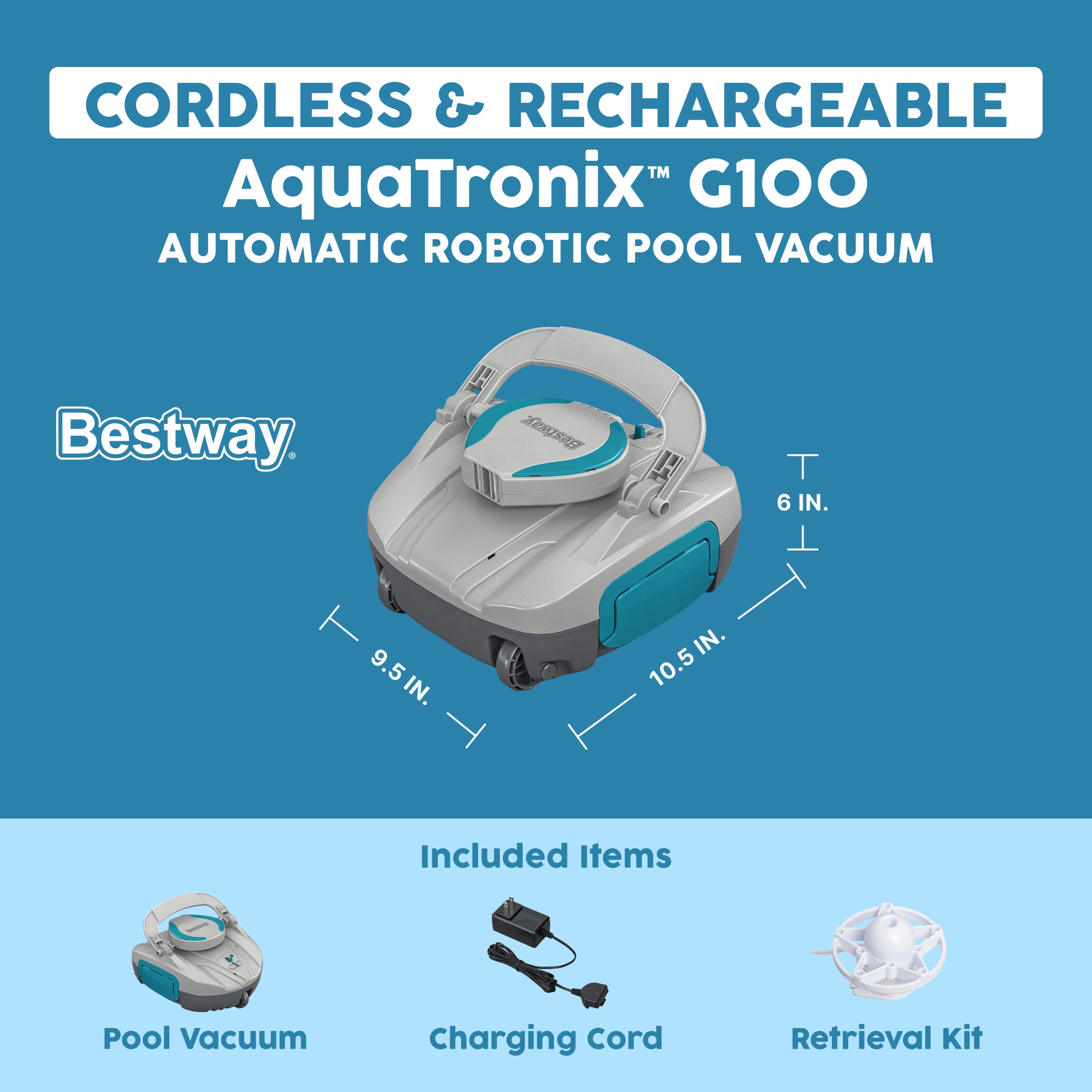 Bestway Automatic Robotic Pool Vacuum, AquaTronix G100 Cordless Robot Vacuum - VMInnovations