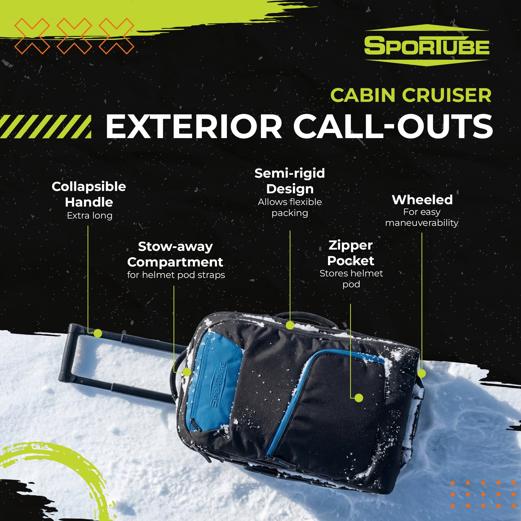 Sportube Cabin Cruiser Wheeled Carry-On Boot, Padded Bag Travel Gear, Azure - VMInnovations