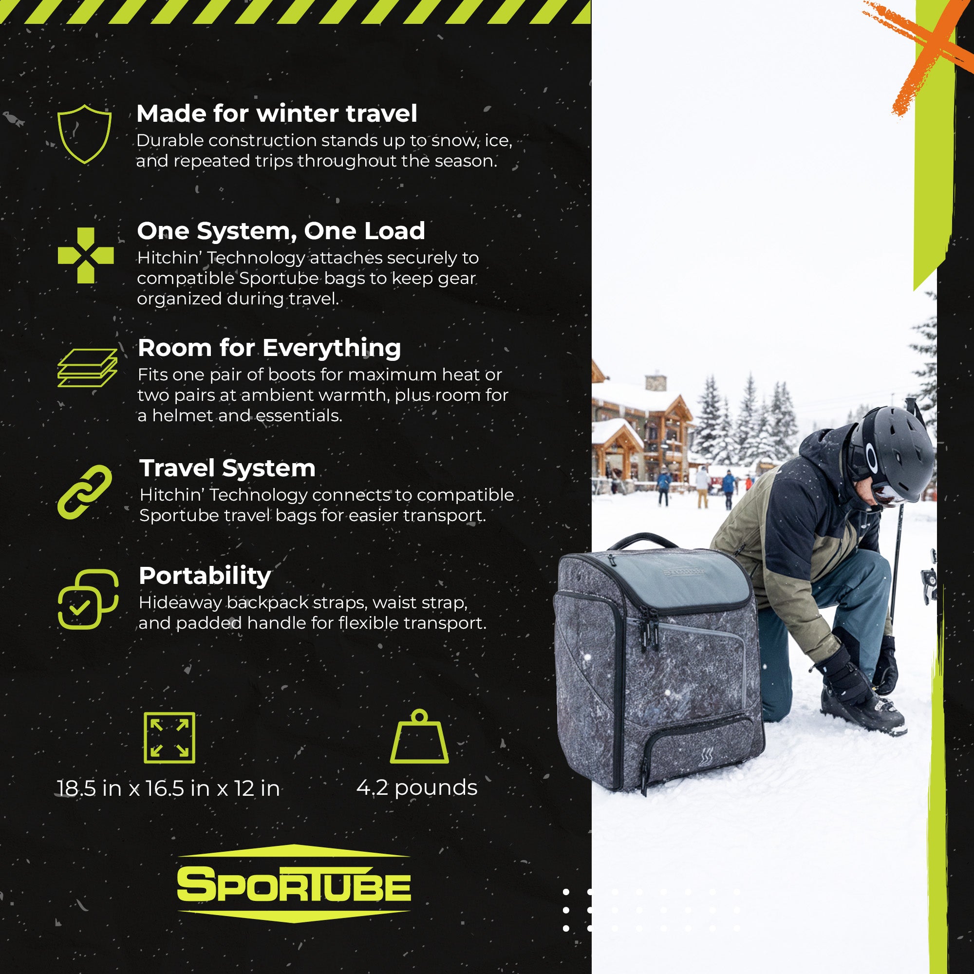 Sportube Toaster Heated Boot Bag with 3 Temperature Settings and Large Interior - VMInnovations