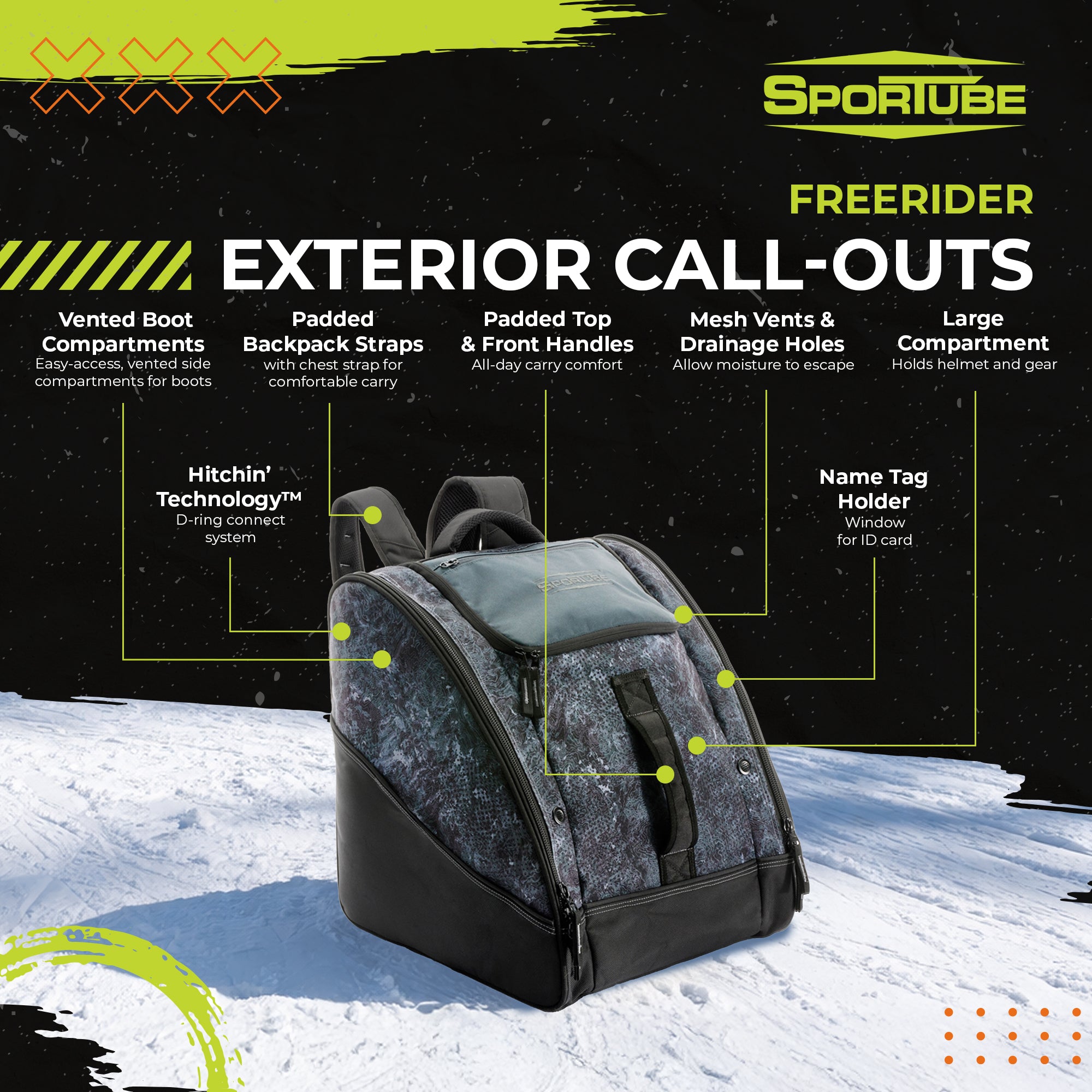 Sportube Freerider Padded Gear and Boot Bag with Extra-Large Central Compartment - VMInnovations