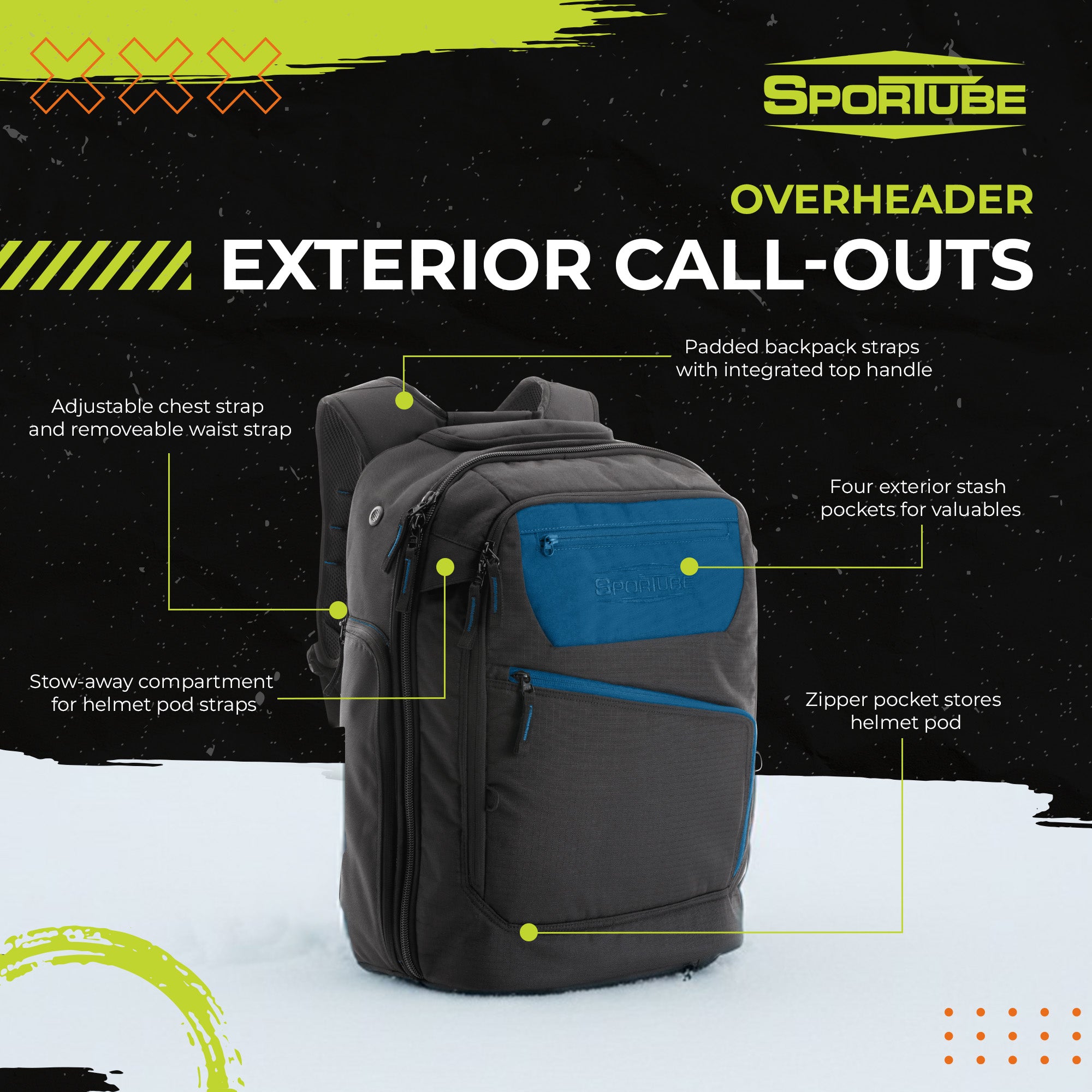 Sportube Overheader Boot and Gear Backpack, Carry-on Travel Bag, Azure - VMInnovations