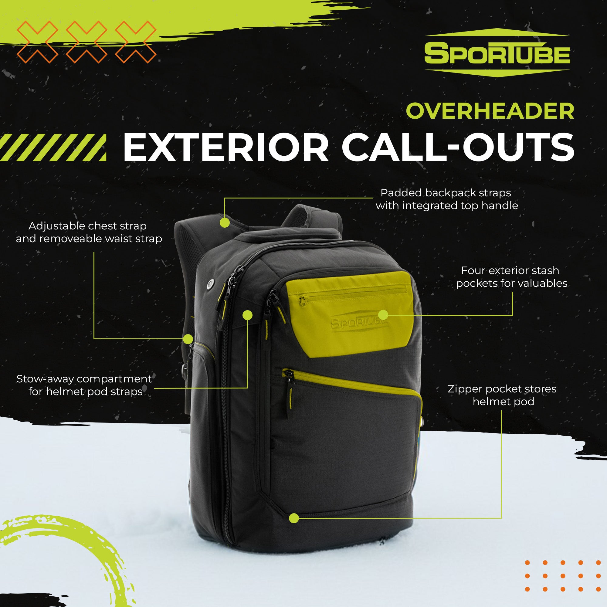 Sportube Overheader Boot and Gear Backpack, Carry-on Travel Bag, Citrus - VMInnovations