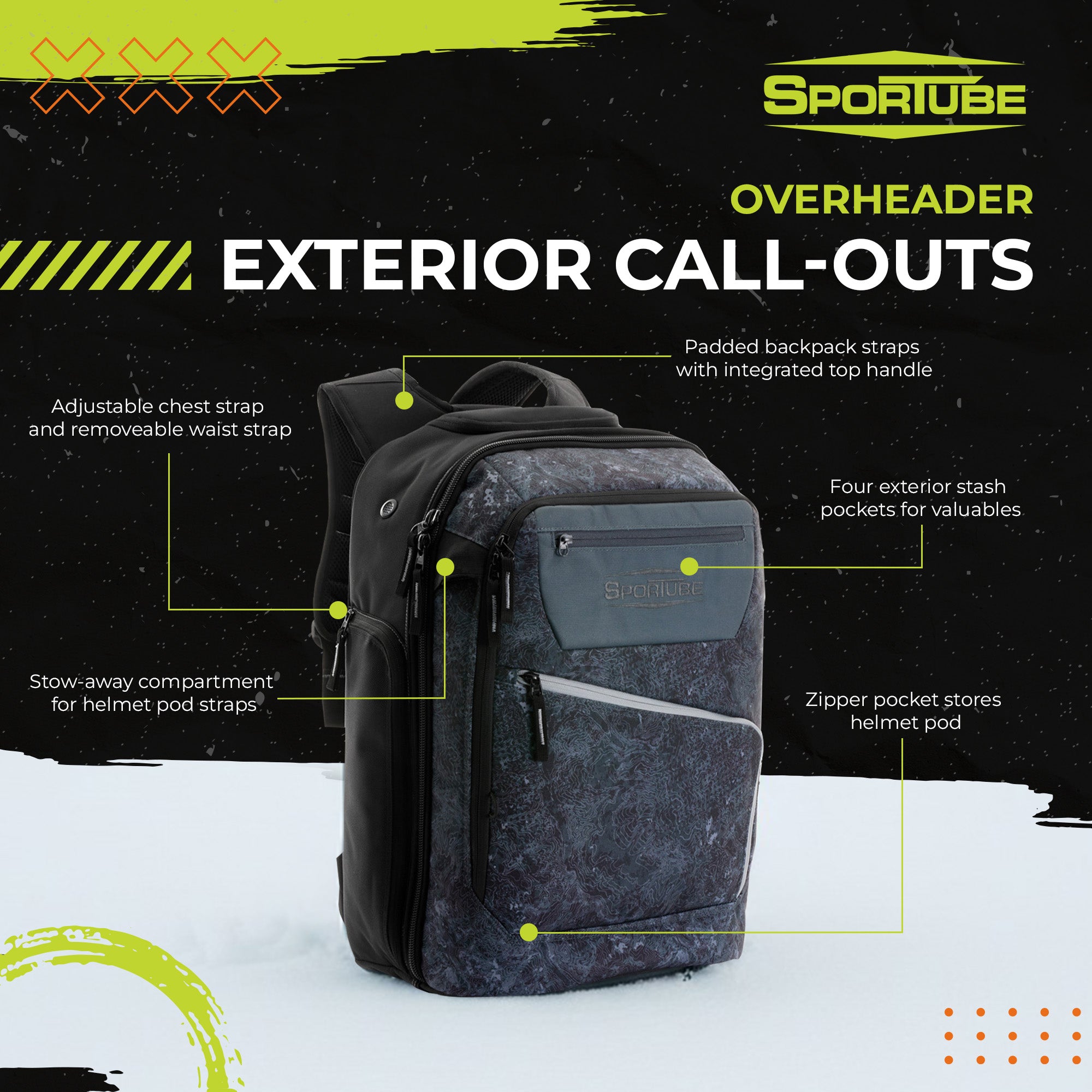 Sportube Overheader Boot and Gear Backpack, Carry-on Travel Bag, Graphite Topo