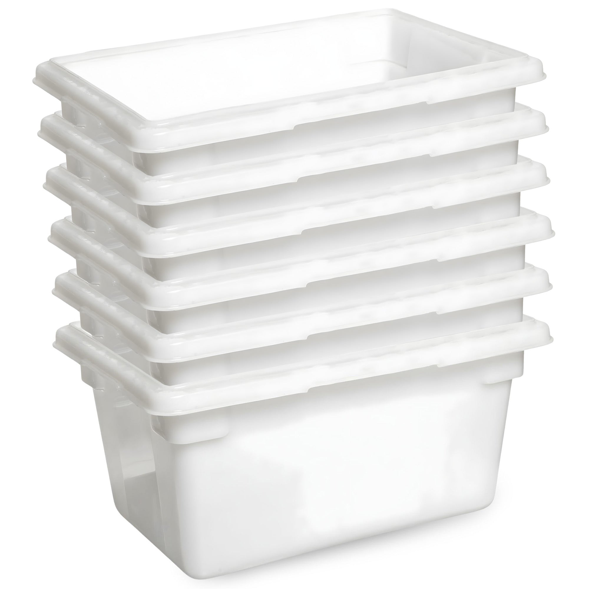 Rubbermaid Food Storage Tote Box, Freezer/Dishwasher Safe, 5 Gal, White, 6 Pack - VMInnovations