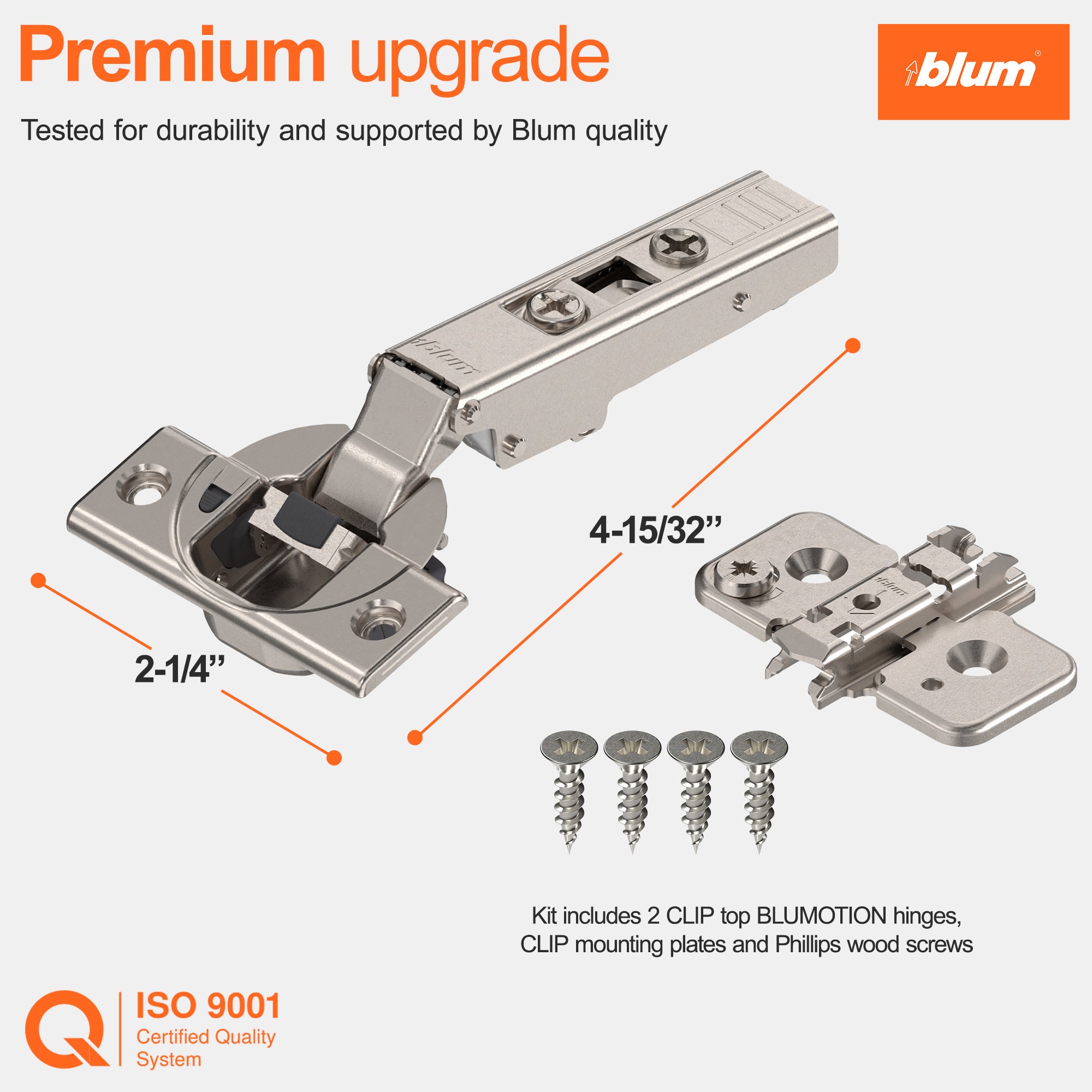Blum CLIP top BLUMOTION Hinge Kit (1 Kit) Soft Close Euro-Style Hinge (Open Box) - VMInnovations