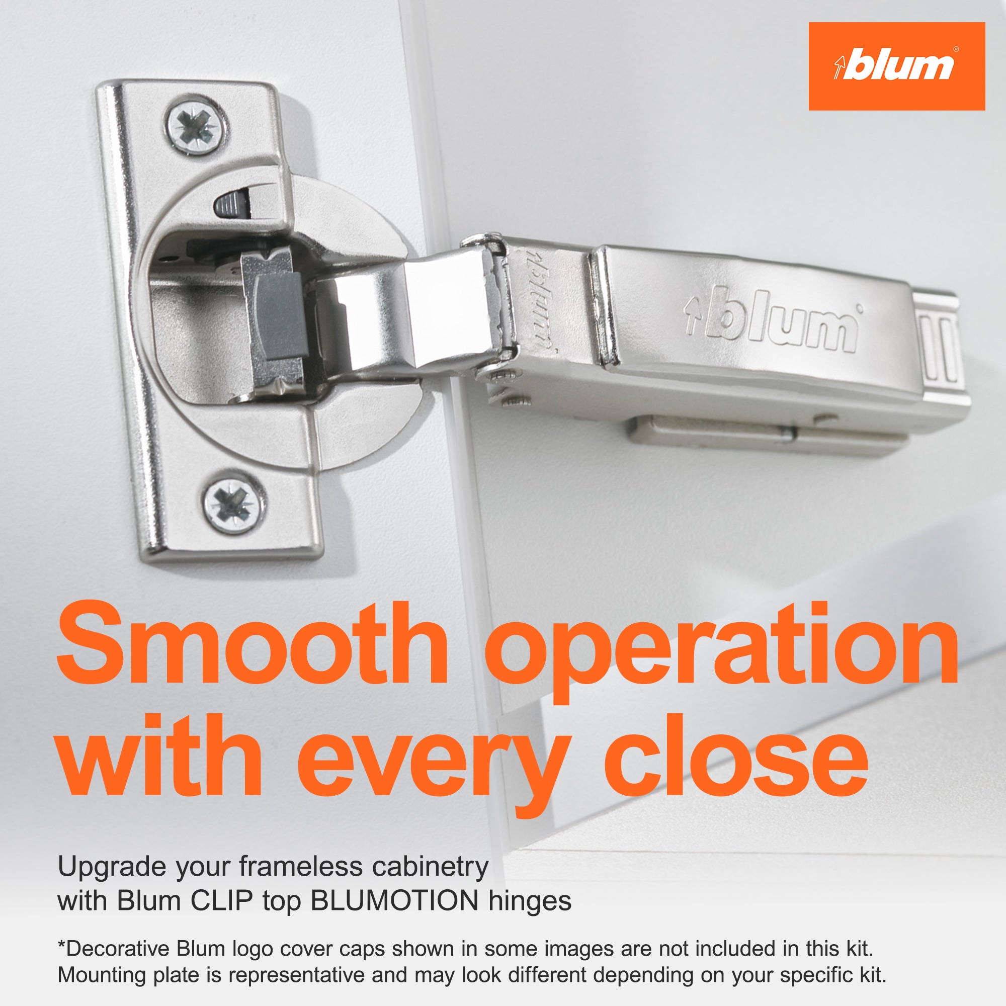 Blum CLIP top BLUMOTION Hinge Kit (1 Kit) Soft Close Euro-Style Hinge (Open Box) - VMInnovations