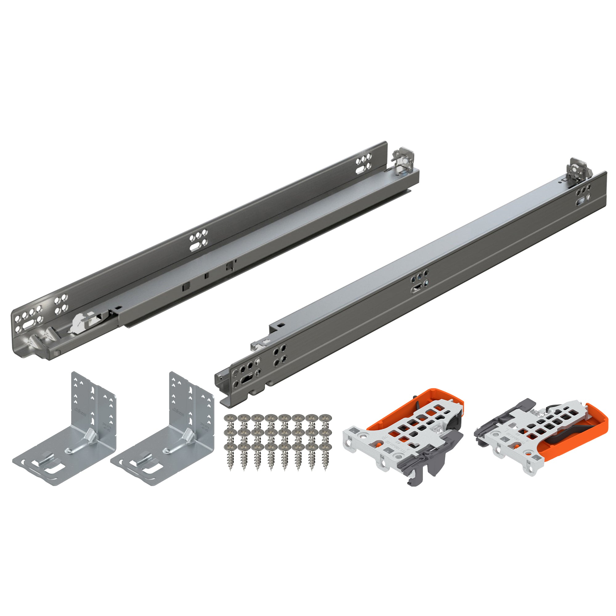 Blum TANDEM plus BLUMOTION Concealed Undermount Drawer Runner Kit, 18-Inch, Full Extension, Soft-Close, Steel, 100 lb. Load Capacity for Wood Drawers - VMInnovations