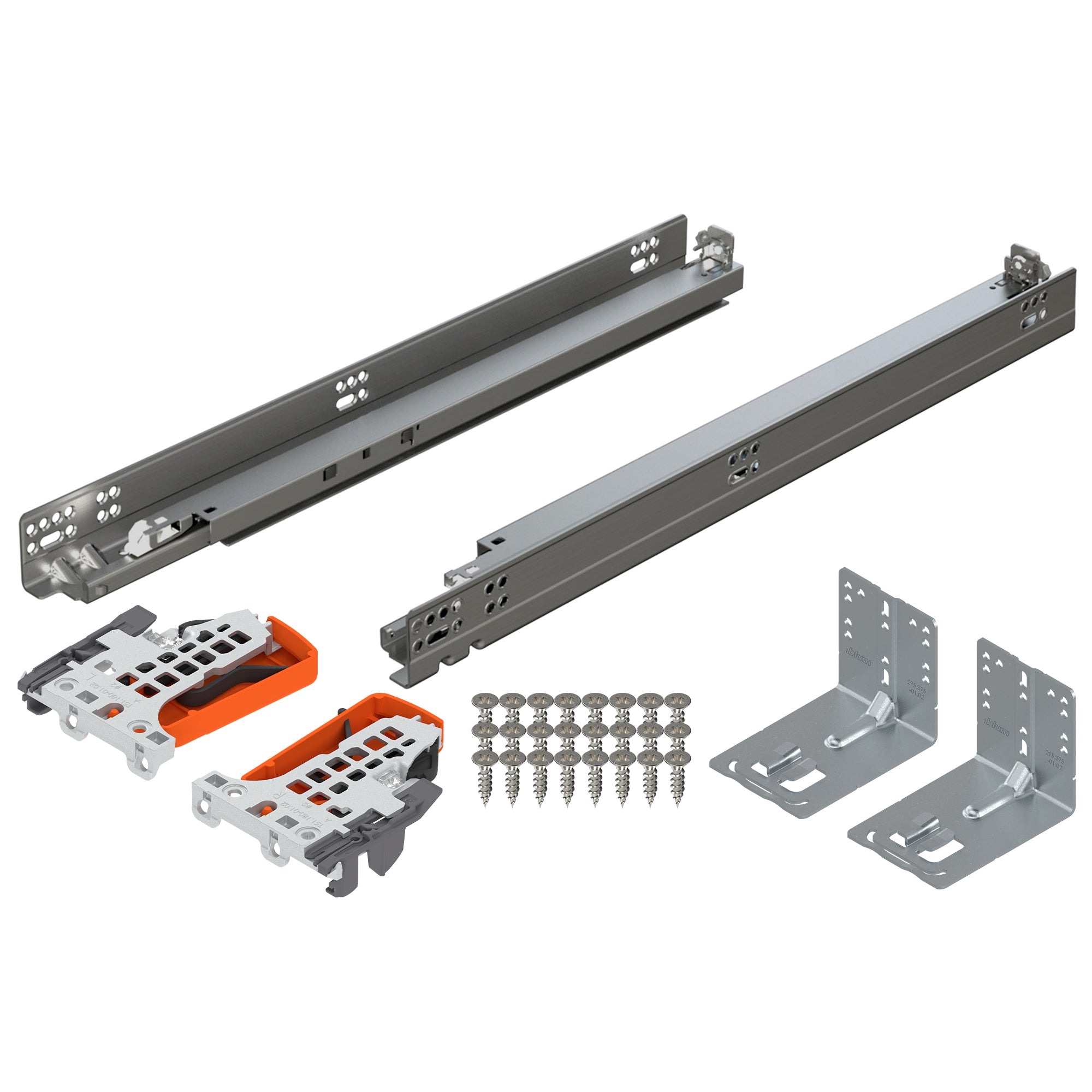 Blum TANDEM plus BLUMOTION Concealed Undermount Drawer Runner Kit, 21-Inch, Full Extension, Soft-Close, Steel, 100 lb. Load Capacity for Wood Drawers