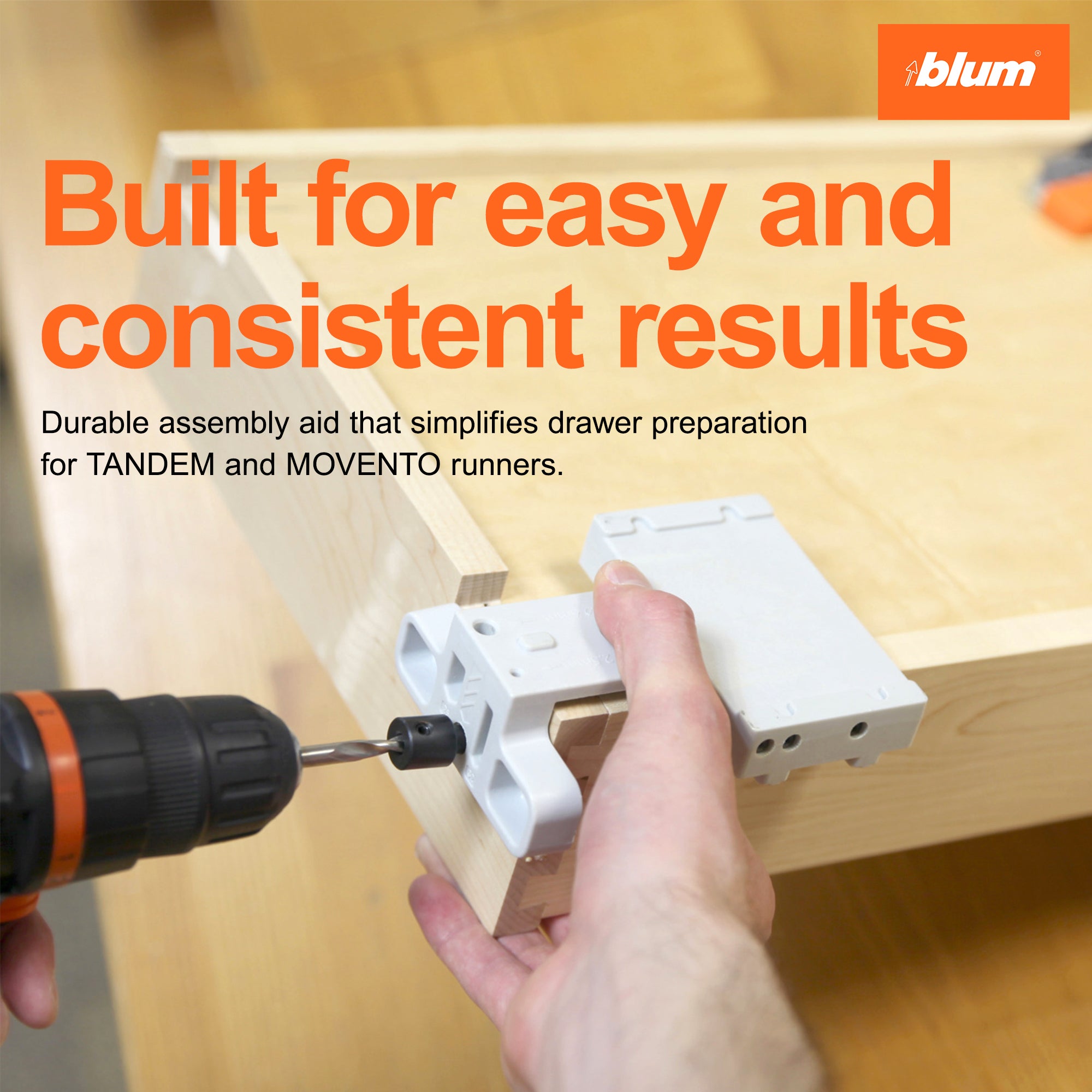 Blum Concealed Runner Drilling Template (Jig), Assembly Aid for Drawer Preparation with TANDEM plus BLUMOTION Undermount Runners, Light Gray
