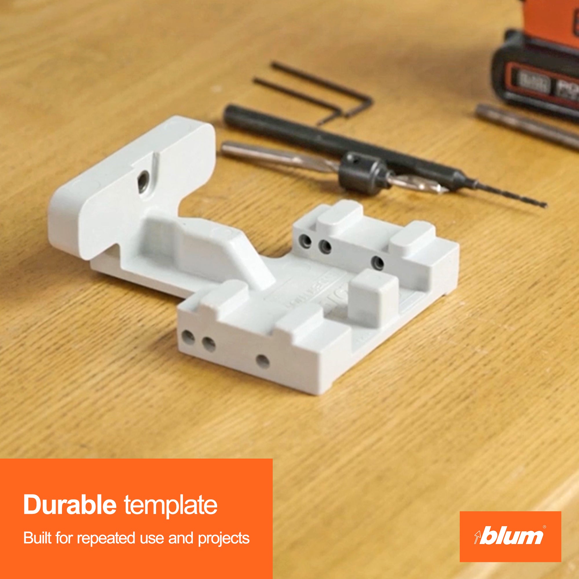 Blum Concealed Runner Drilling Template (Jig), Assembly Aid for Drawer Preparation with TANDEM plus BLUMOTION Undermount Runners, Light Gray