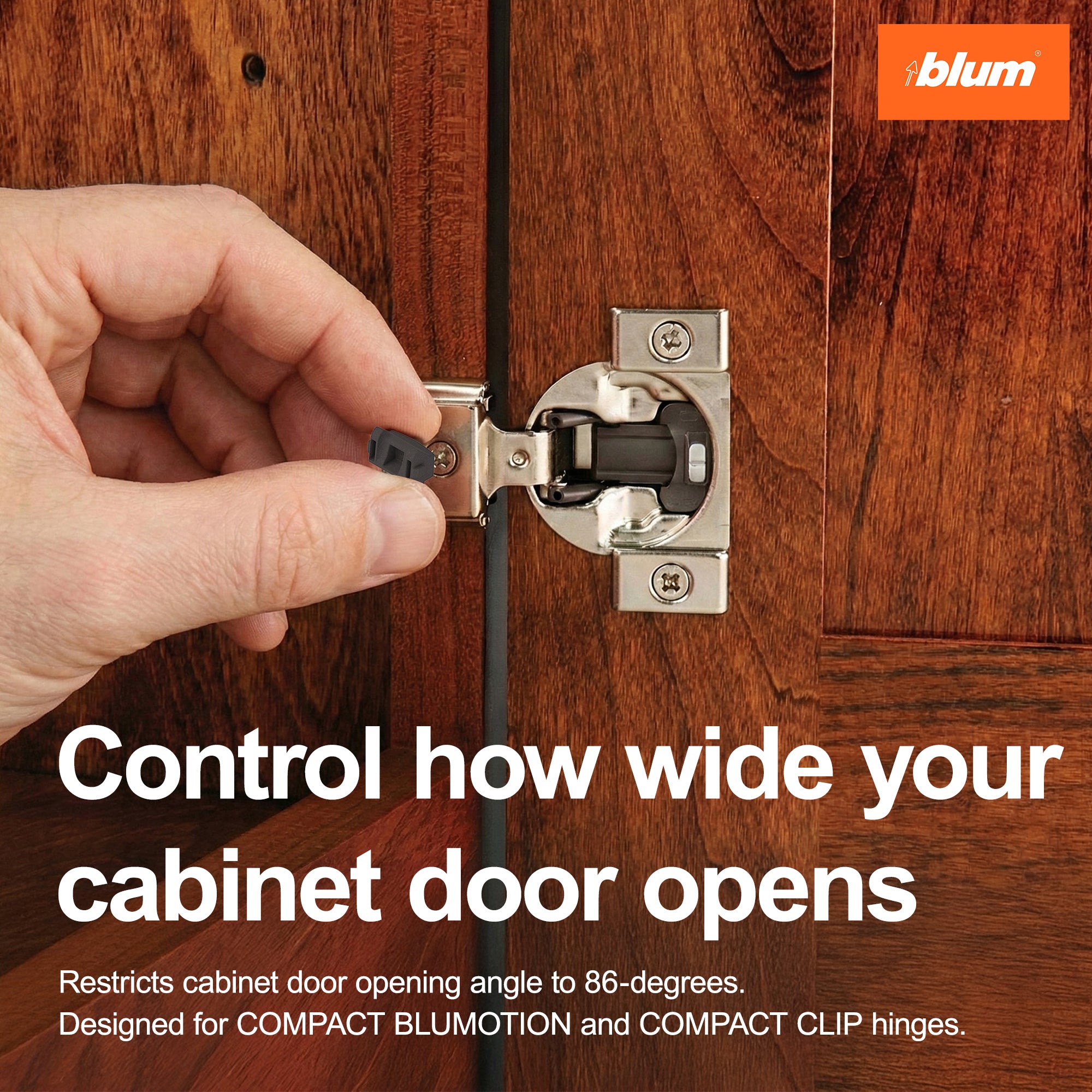 Blum 86° Opening Angle Restriction Clip, 25 Pack of 10 Clips, Plastic, Deep Gray