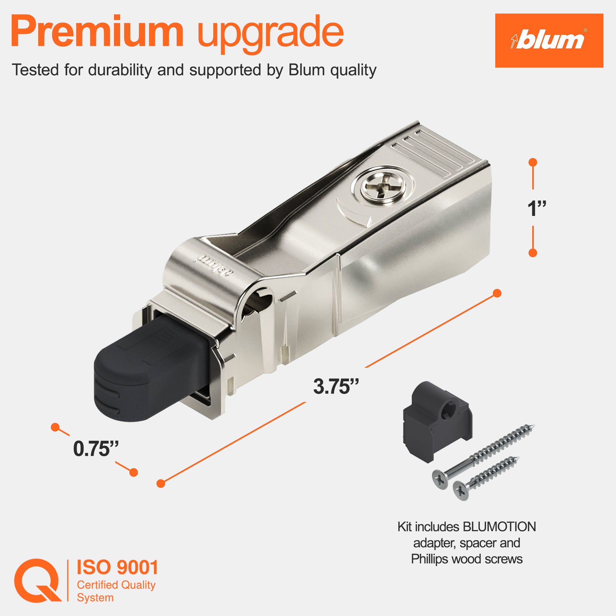 Blum BLUMOTION for Doors (1 Kit), Soft-Close Adapter for Hinges (Open Box)