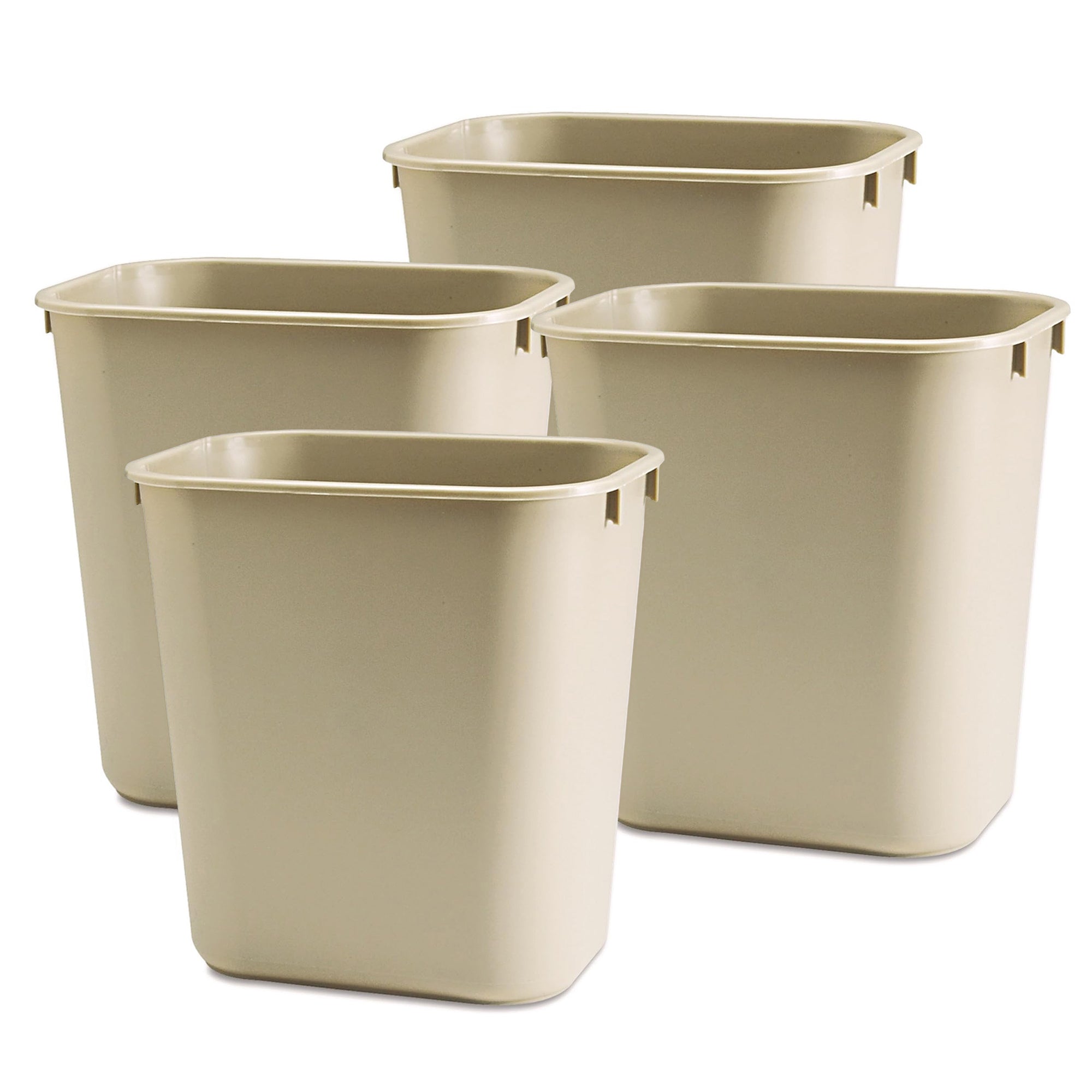 Rubbermaid Deskside Wastebasket, Plastic Trash Can, 3.5 Gallon, Beige, 4 Pack - VMInnovations