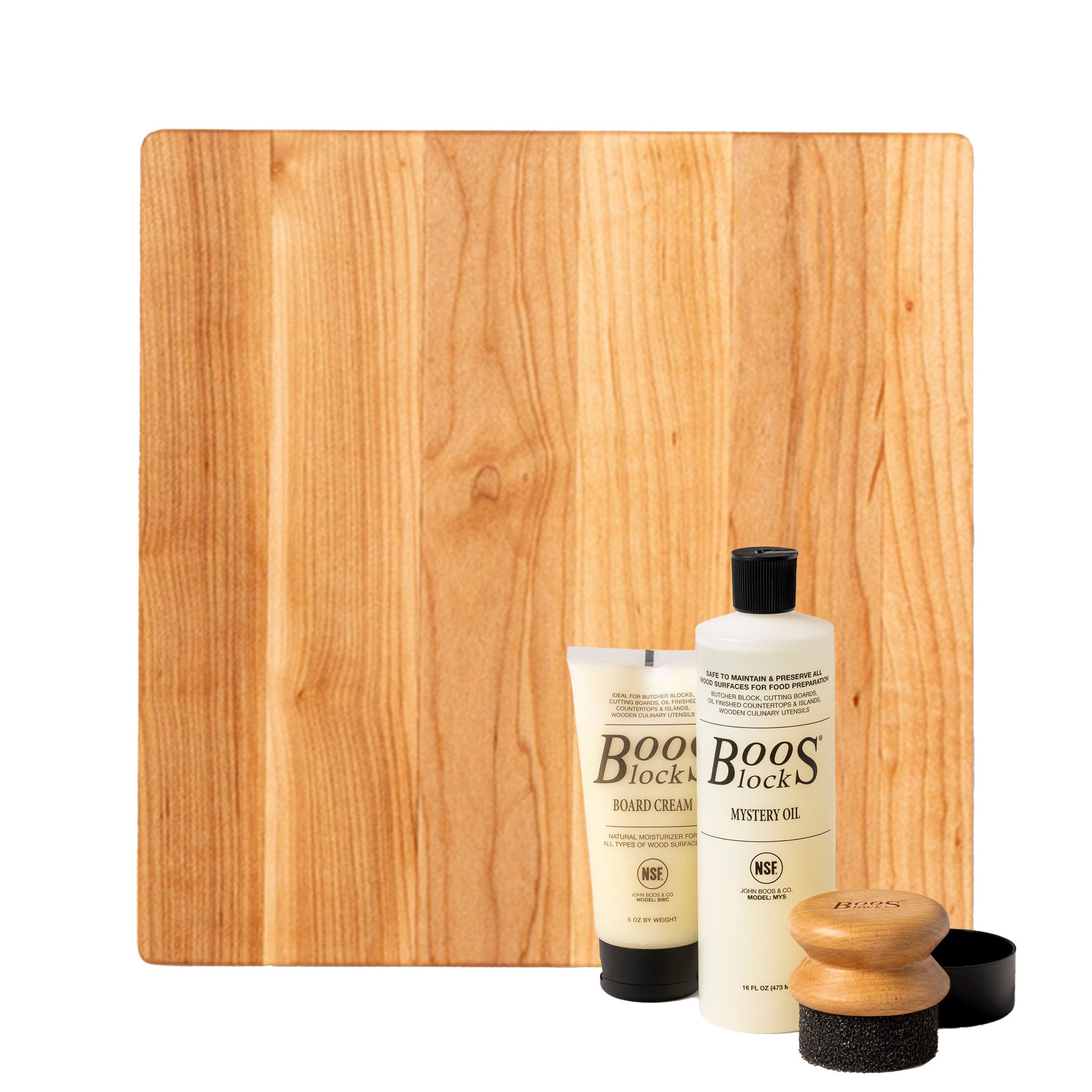 John Boos Maple Wood Cutting Board, 10" x 10" x 1" & 3 Piece Maintenance Set - VMInnovations