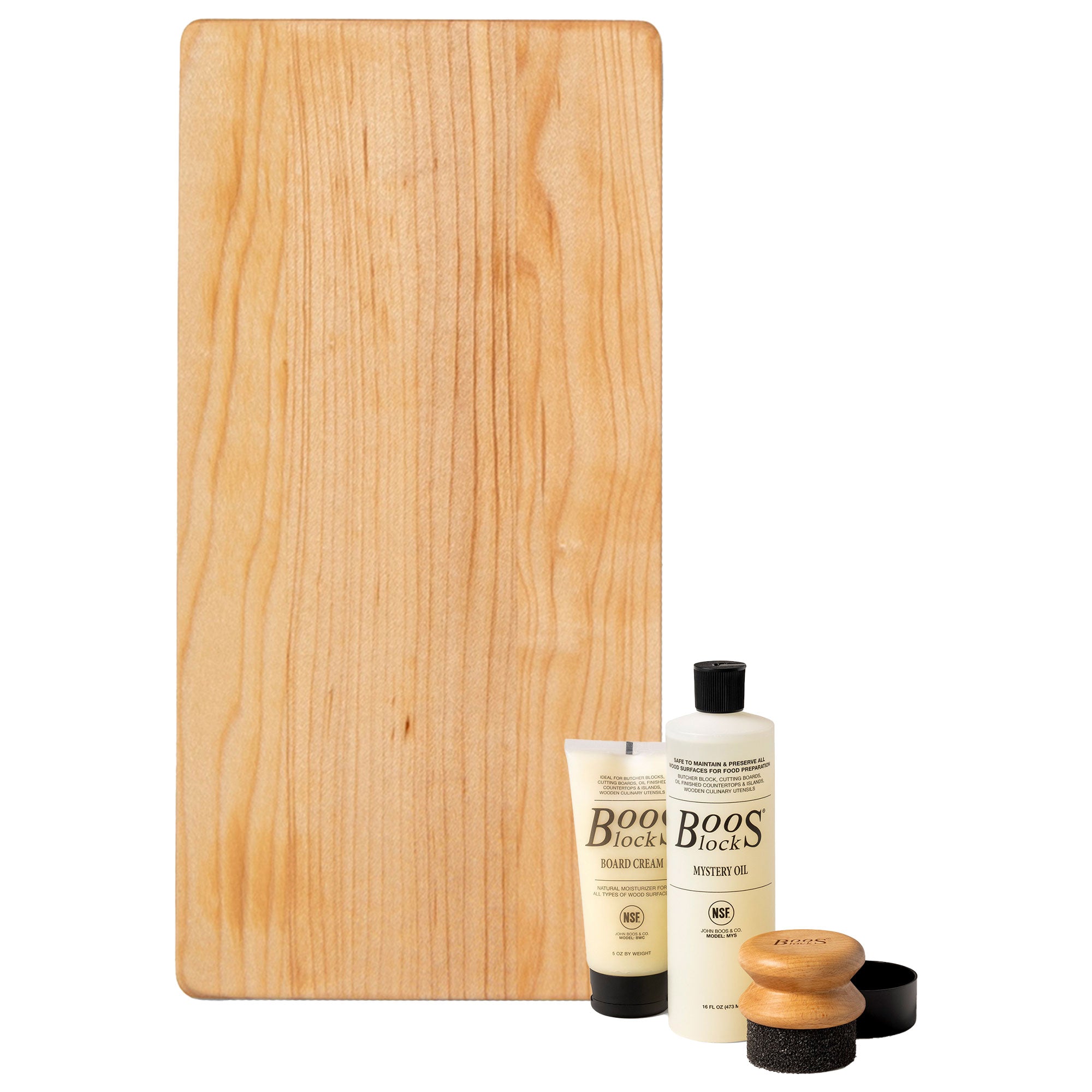 John Boos Maple Wood Cutting Board, 10" x 5" x 1" & 3 Piece Maintenance Set - VMInnovations