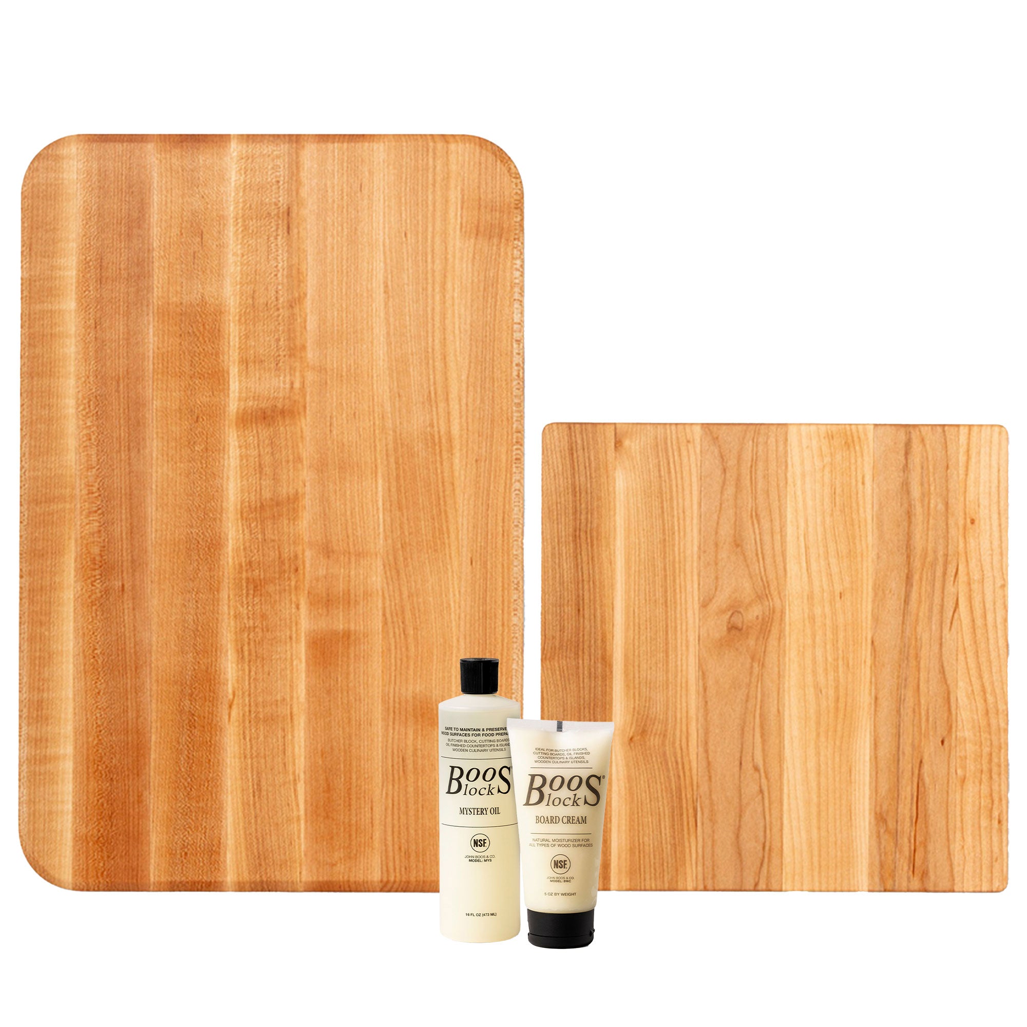 John Boos Chop N Slice Maple 18"x12" & 10"x10" Cutting Boards w/2 Piece Care Set - VMInnovations