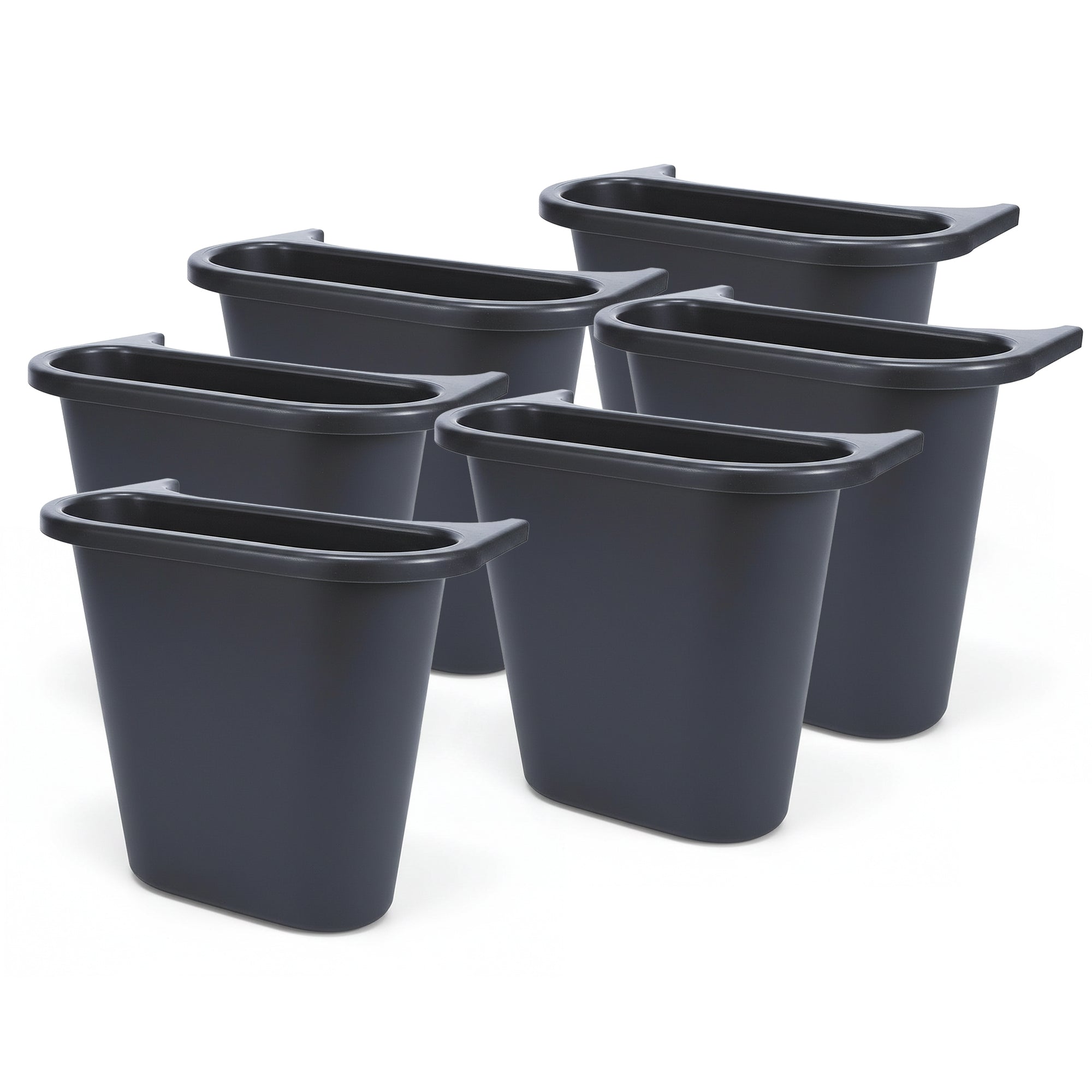 Rubbermaid Resin Deskside Wastebasket, Small Plastic Trash Can, Black, 6 Pack - VMInnovations