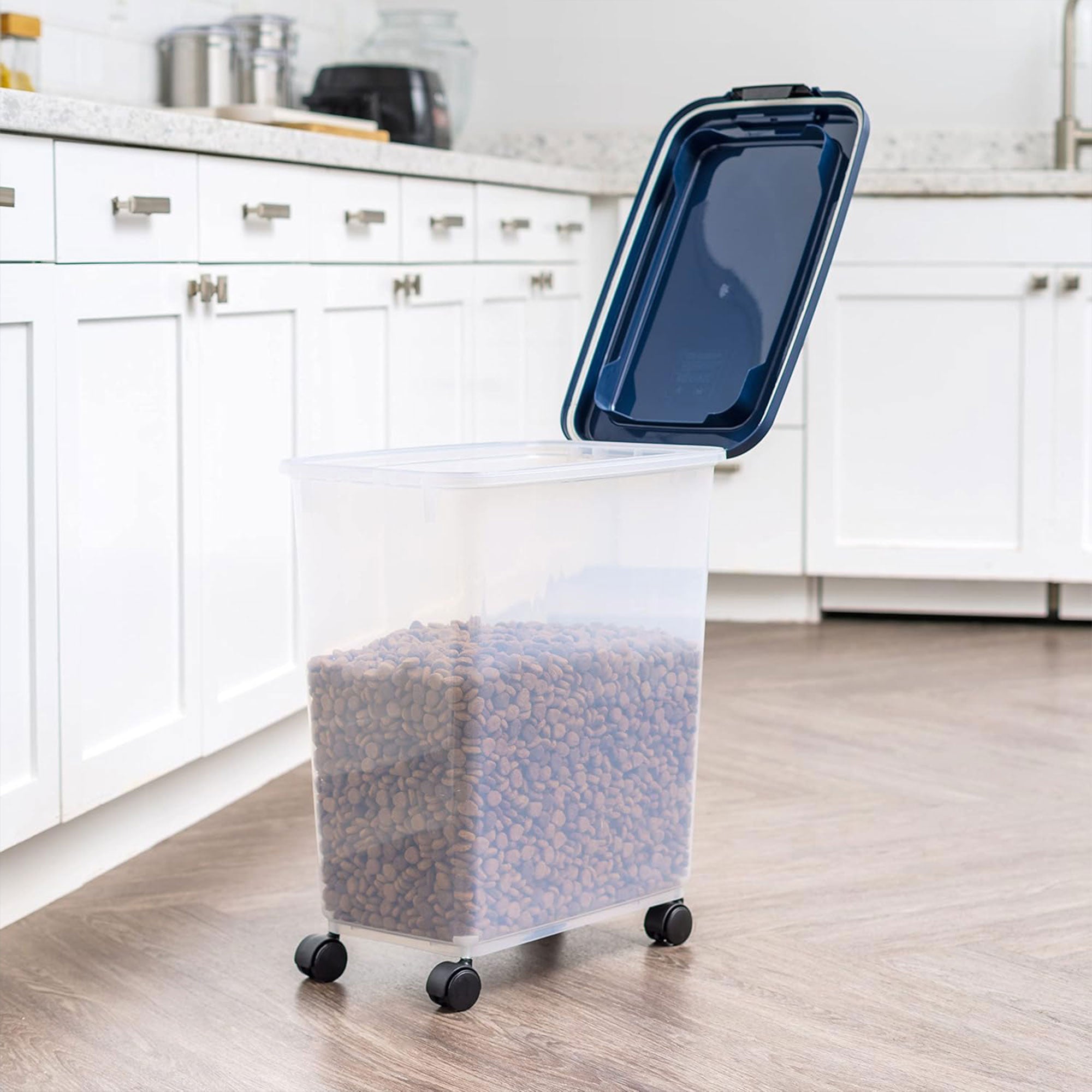 IRIS USA Pet Food Storage Container, Airtight w/Attachable Wheels, 40lbs (Used)