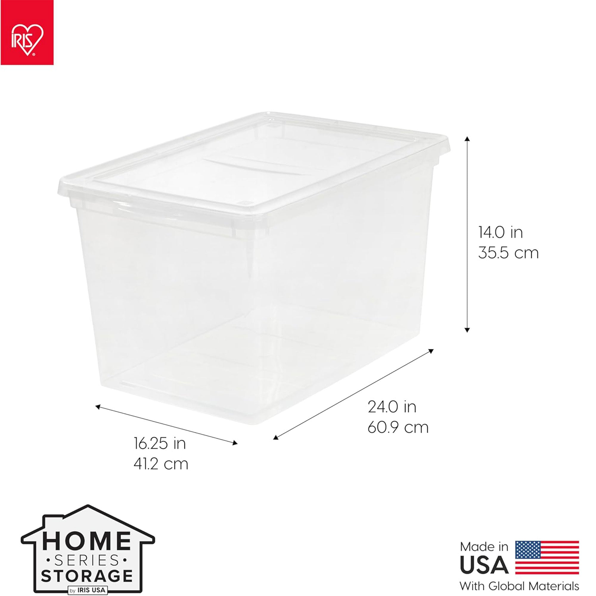 IRIS USA 12 Pack Storage Bins with Lids, 68Qt Clear Plastic Stackable Containers