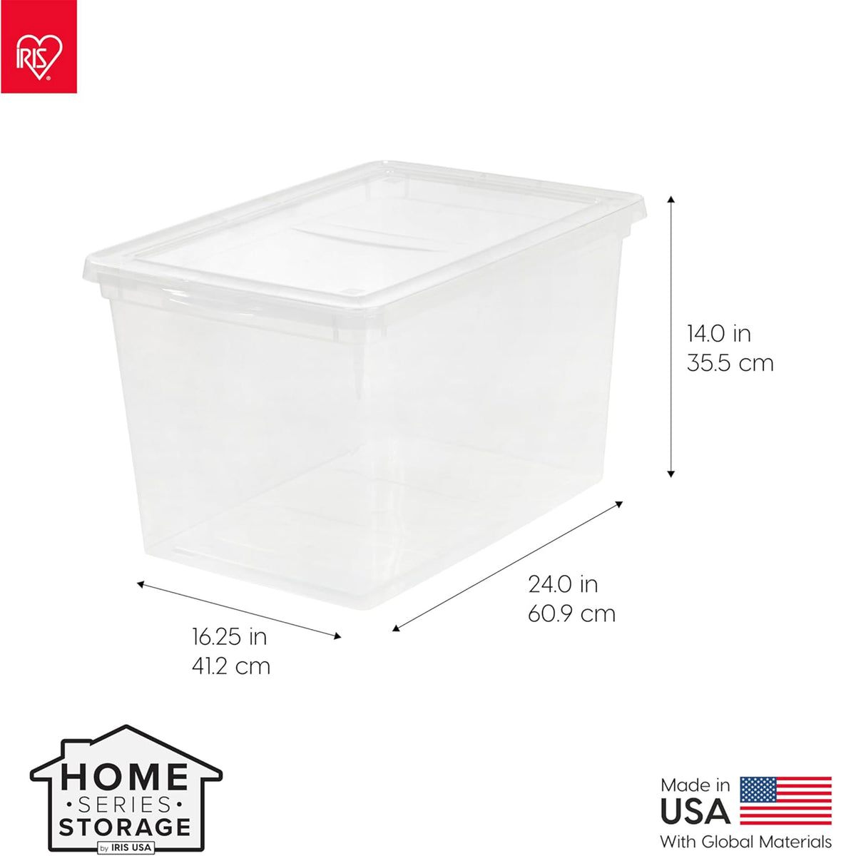 IRIS USA 12 Pack Storage Bins with Lids, 68Qt Clear Plastic Stackable Containers