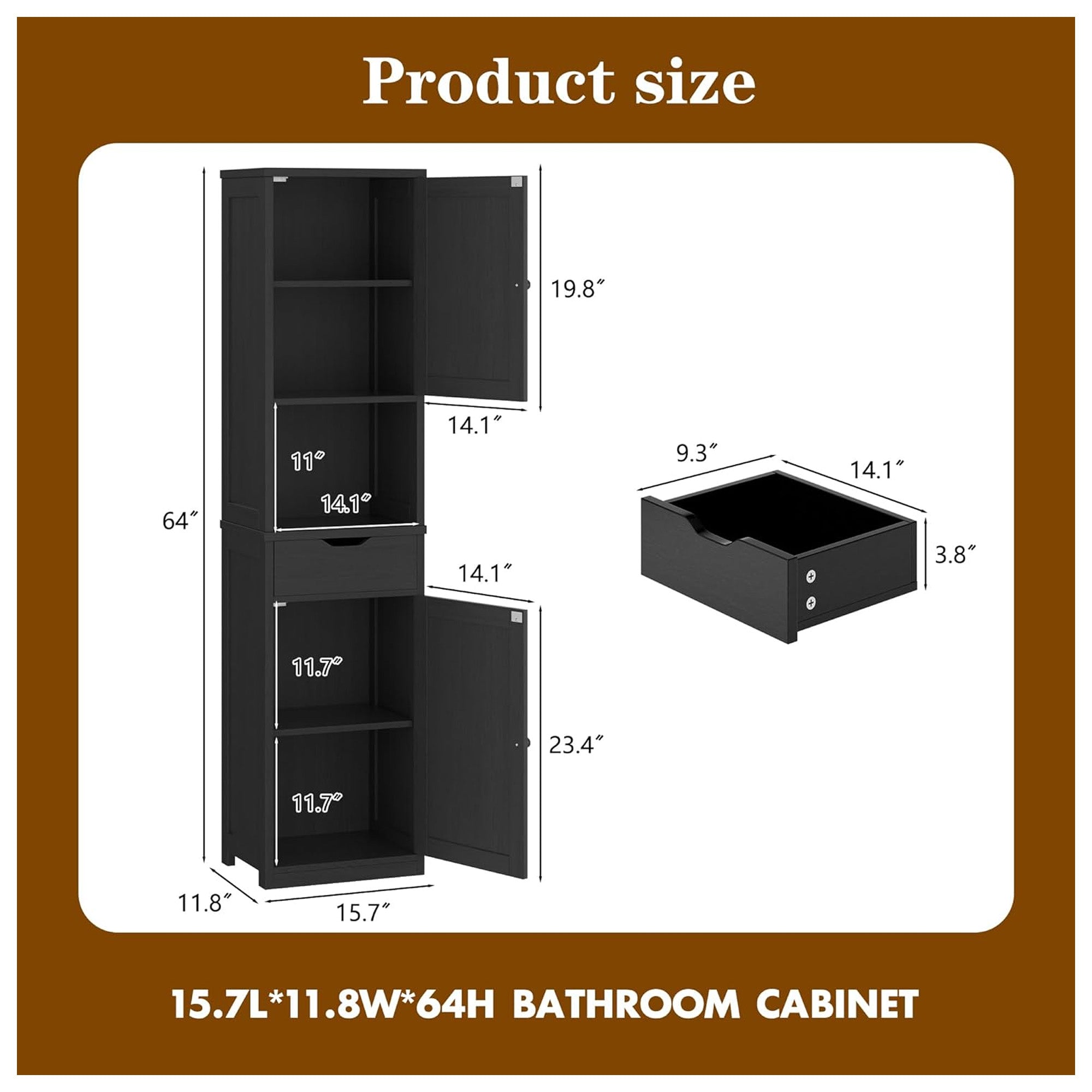 Walsunny Tall 1-Drawer Bathroom Storage Cabinet with Adjustable Shelves (Used) - VMInnovations