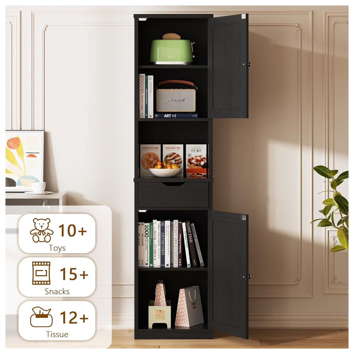 Walsunny Tall 1-Drawer Bathroom Storage Cabinet with Adjustable Shelves (Used) - VMInnovations