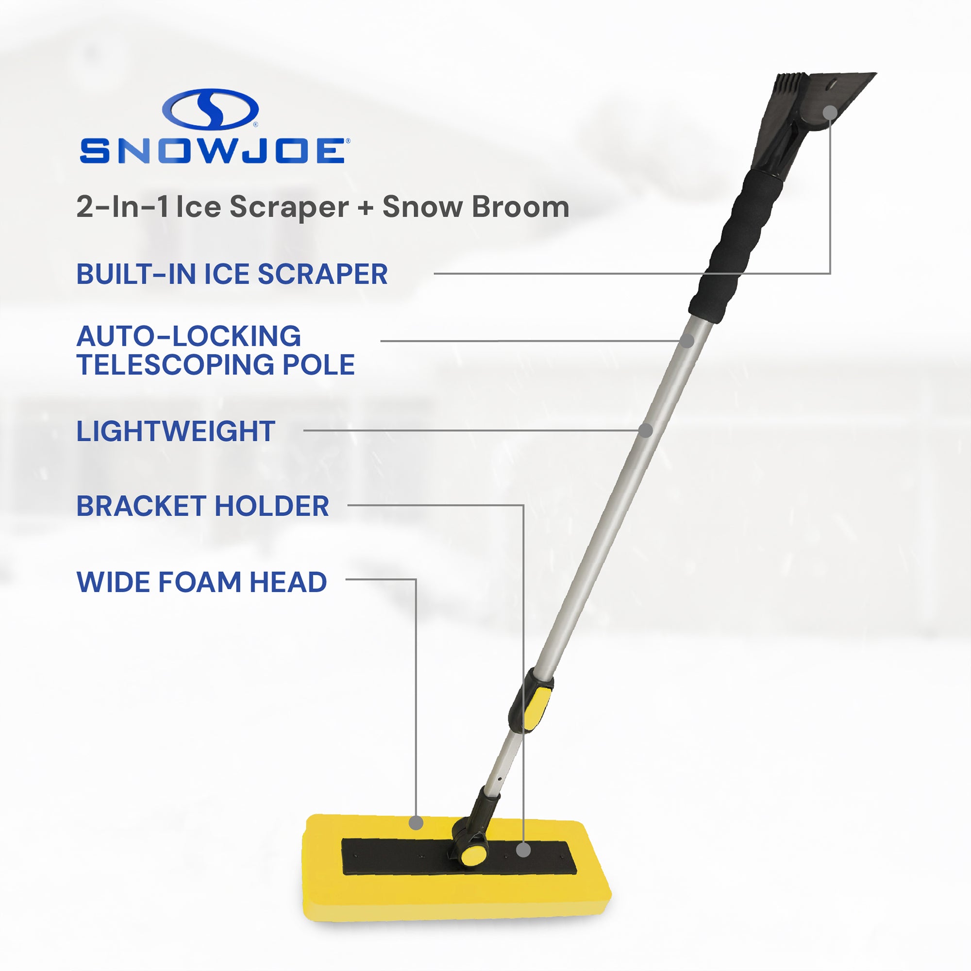 Snow Joe 2-in-1 Telescoping Snow Broom & Ice Scraper w/Extendable Handle (Used) - VMInnovations