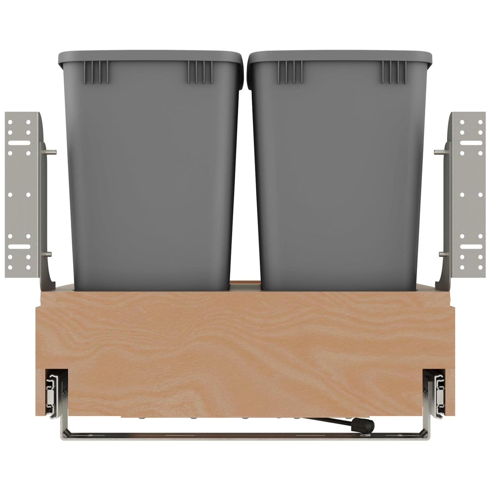 Rev-A-Shelf Wood Double Pullout Waste Container, Soft-Close, 32 qt, Silver - VMInnovations