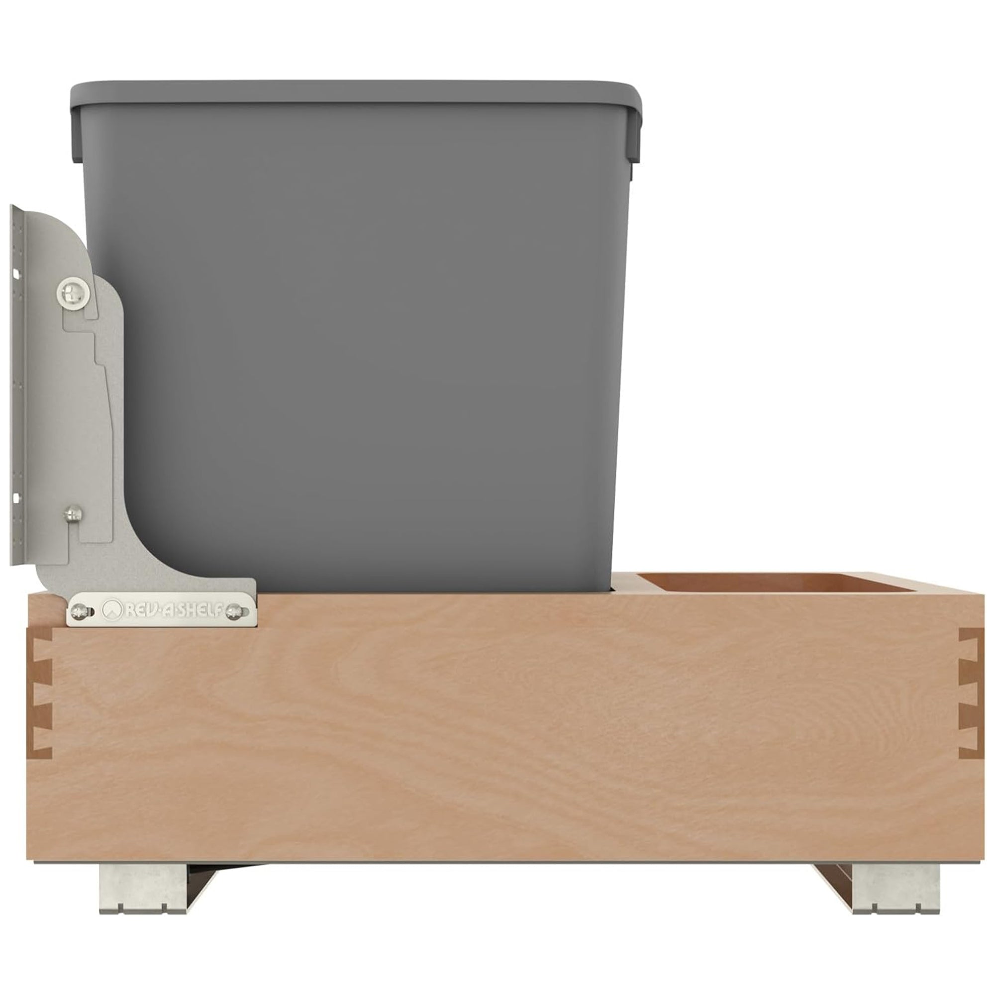 Rev-A-Shelf Wood Double Pullout Waste Container, Soft-Close, 32 qt, Silver - VMInnovations