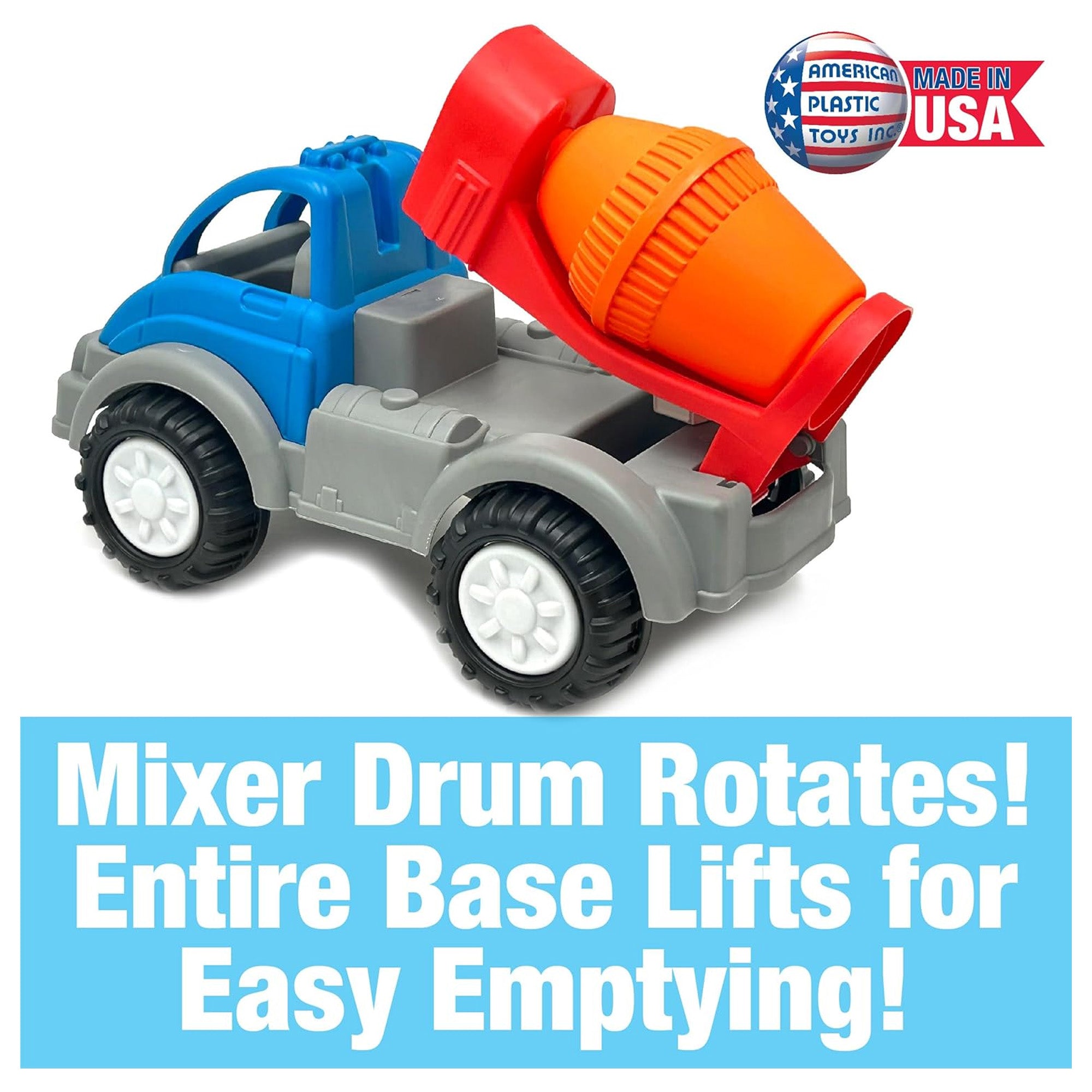 American Plastic Toys Gigantic Cement Mixer with Rotating Drum and Sturdy Wheels - VMInnovations