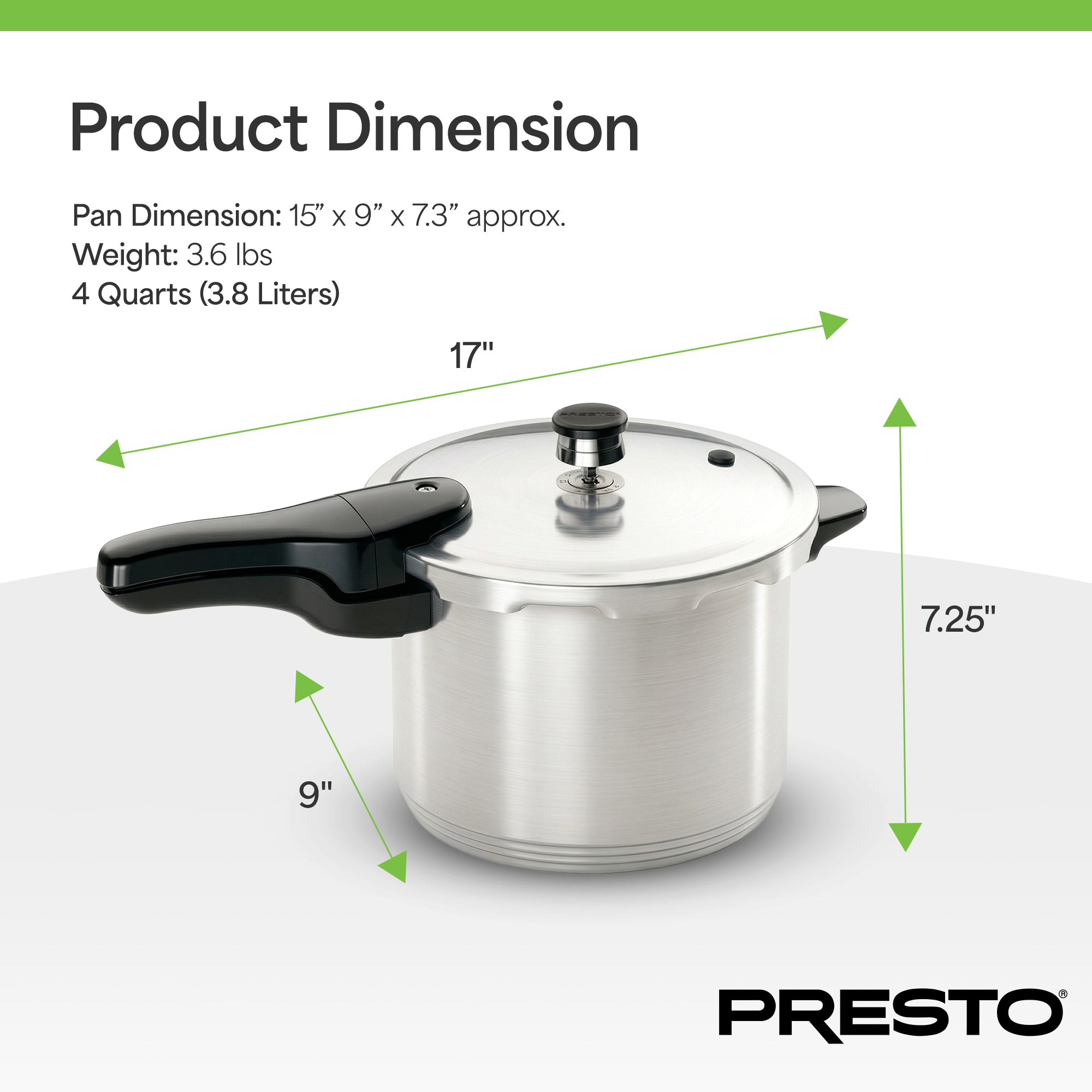 Presto 4-Quart Aluminum Pressure Cooker, Stove Top Fast Cooking Pot with Rack - VMInnovations