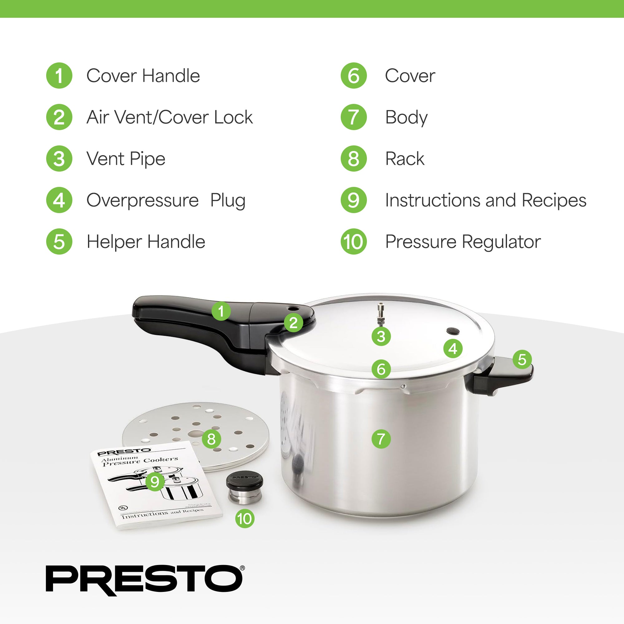 Presto 6 Quart Aluminum Pressure Cooker, Regulator & Cover Lock (Open Box) - VMInnovations