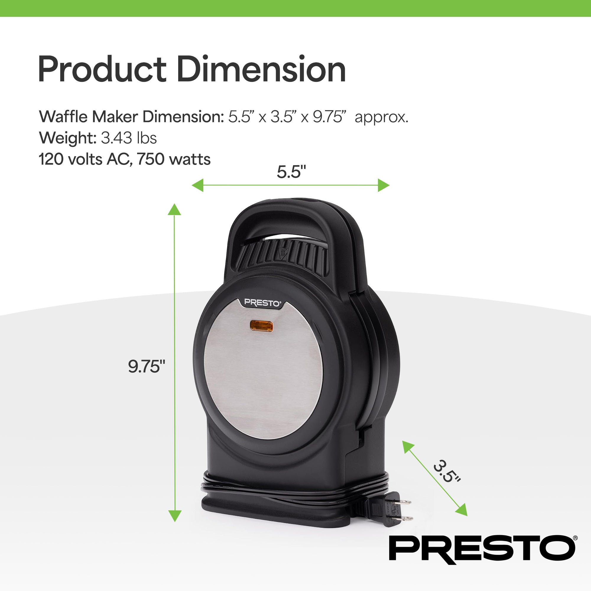 Presto Flip Belgian Waffle Maker, Non-Stick Stainless Steel Kitchen Appliance - VMInnovations