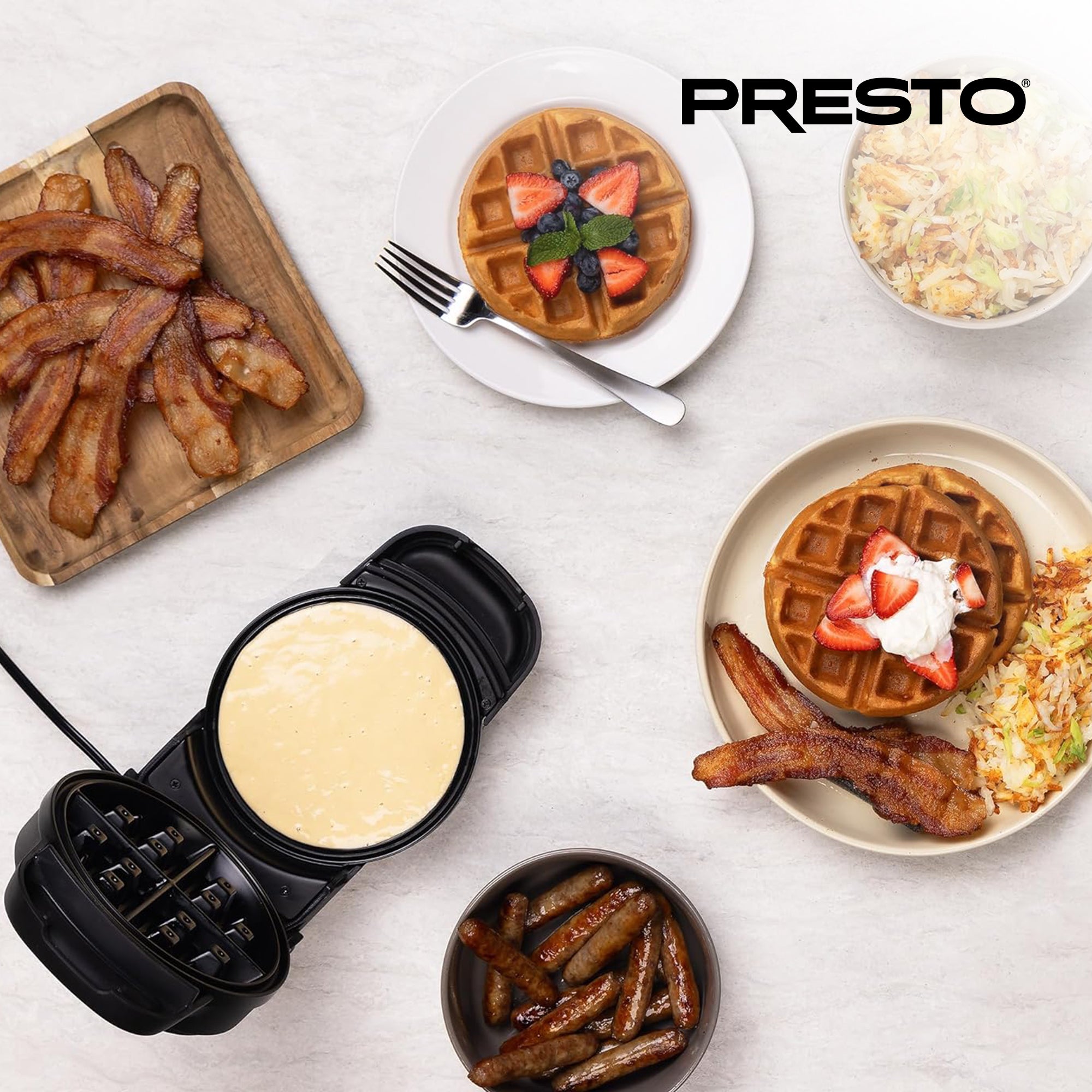 Presto Flip Belgian Waffle Maker, Non-Stick Stainless Steel Kitchen Appliance - VMInnovations