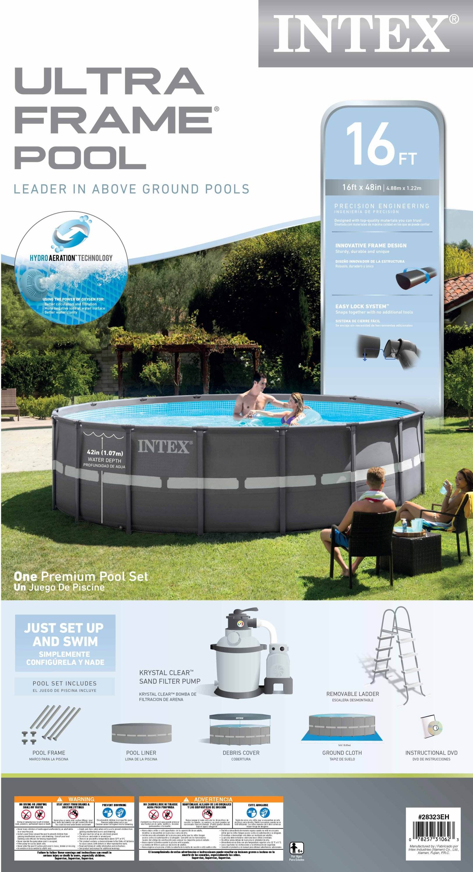 INTEX 16' x 48" Ultra Frame Swimming Pool Set w/ Sand Filter Pump (Open Box)