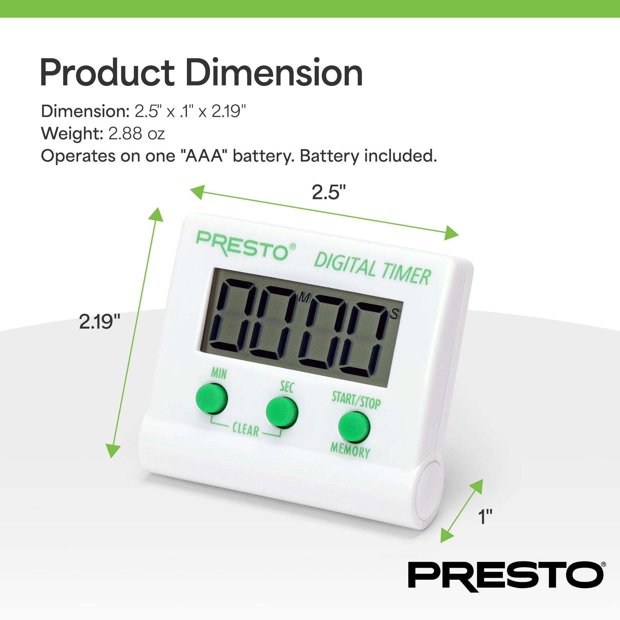 Presto Electronic Digital Timer, Portable LCD Display Stopwatch w/ Alarm Signal - VMInnovations