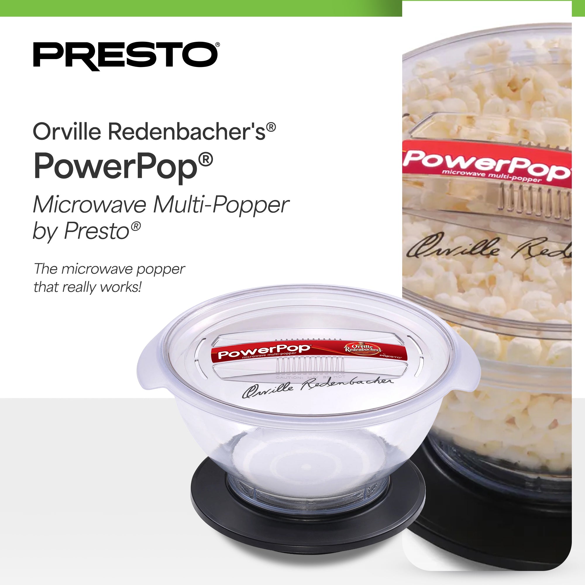 Presto PowerPop Microwave Popcorn Popper, Quick Popcorn Maker, 3 Quarts, Black - VMInnovations
