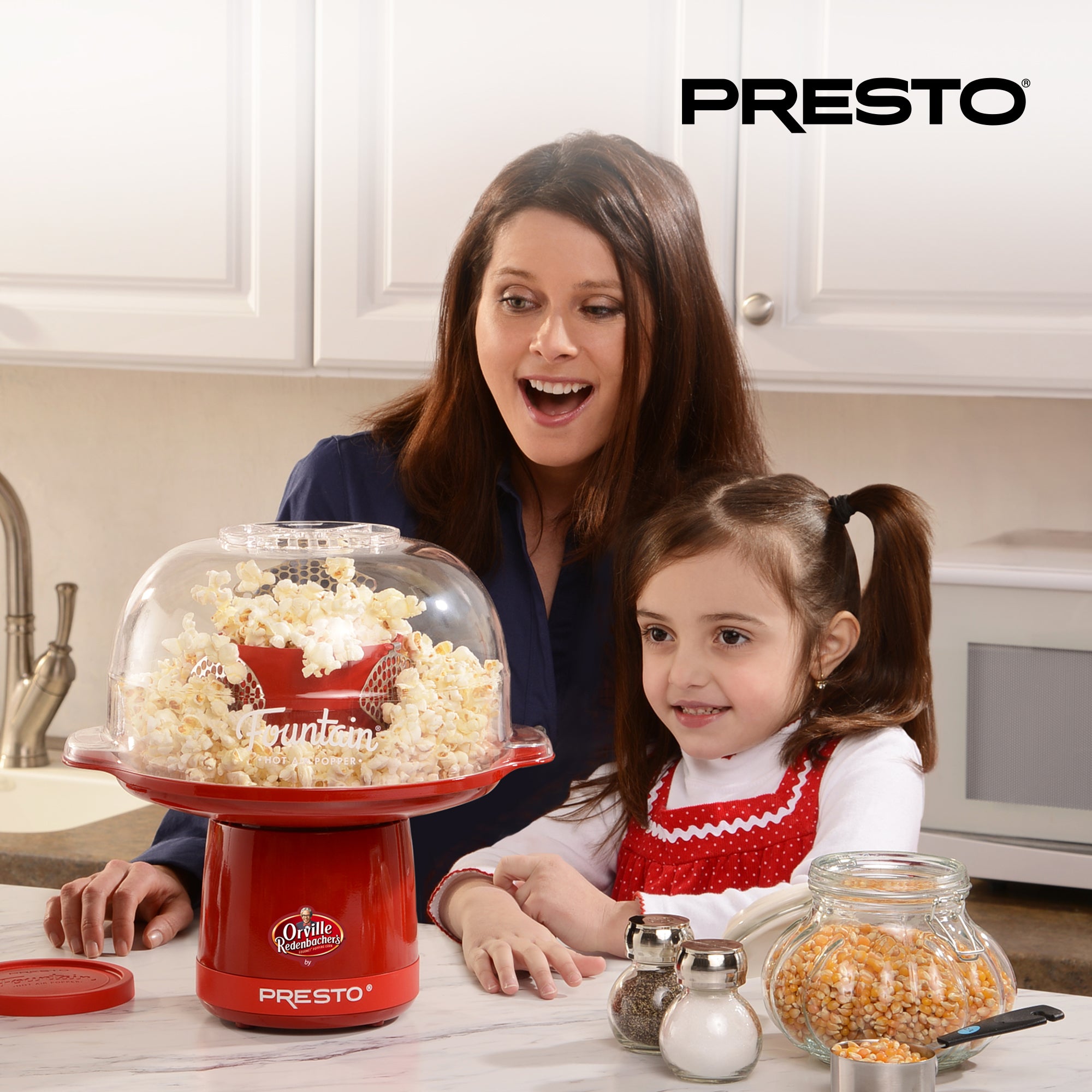 Presto Orville Redenbacher's Fountain Hot Air Popper, Popcorn Maker, 20 Cup, Red - VMInnovations