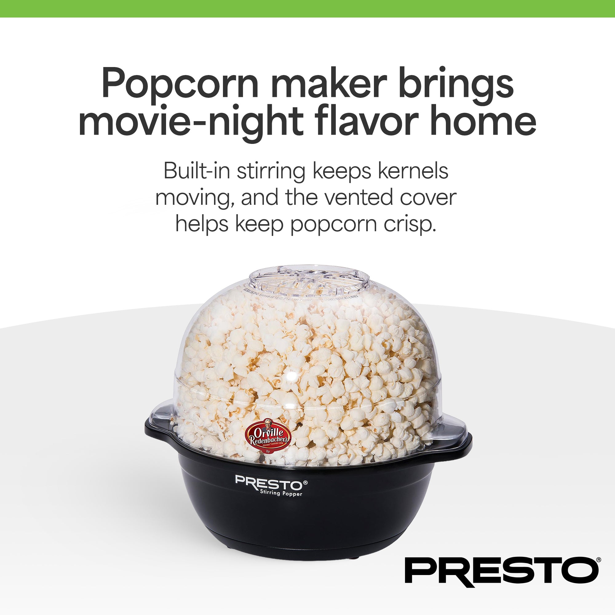 Presto Orville Redenbacher's Stirring Popper, Nonstick Popcorn Maker, 6 Quart (Open Box)